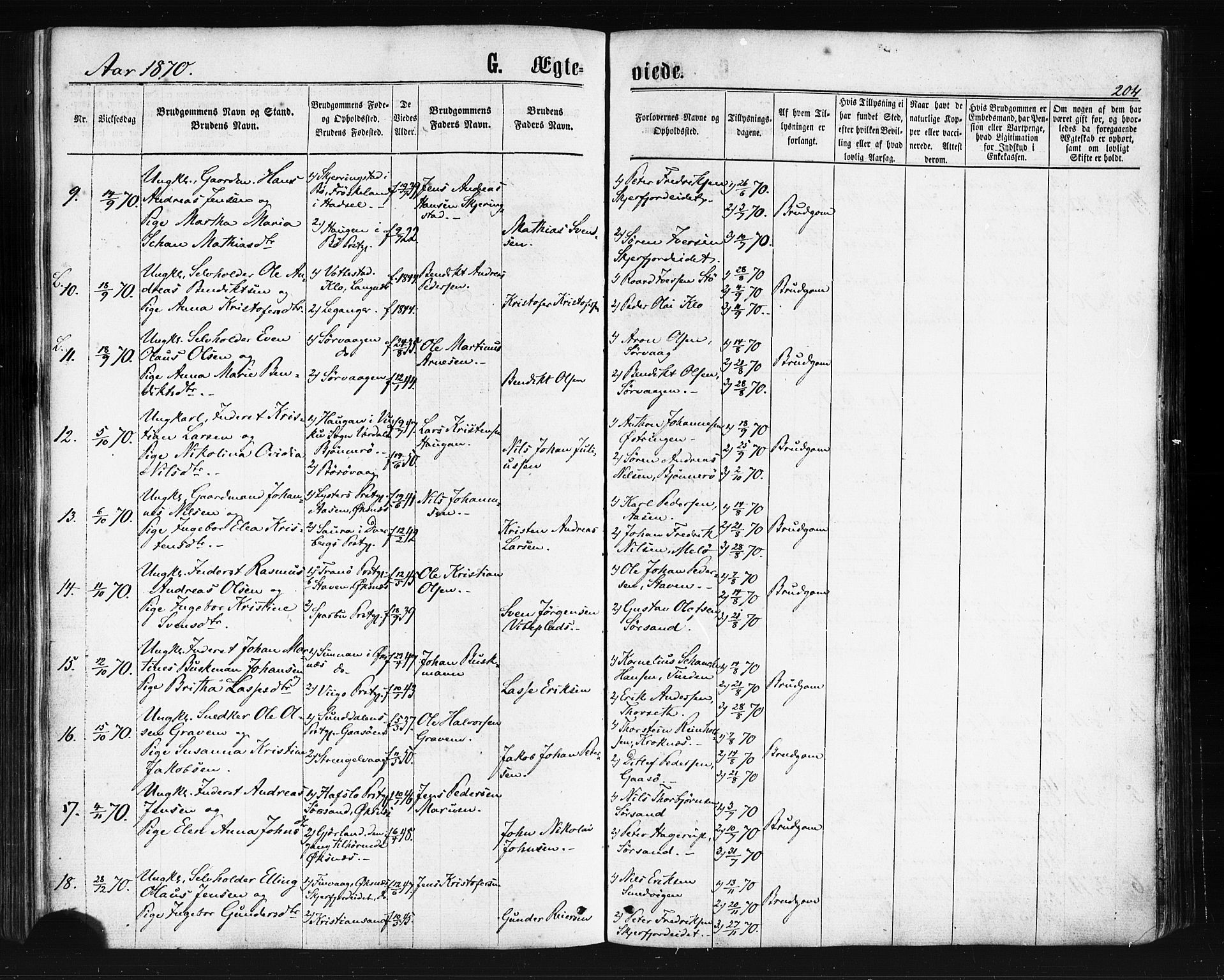 Ministerialprotokoller, klokkerbøker og fødselsregistre - Nordland, SAT/A-1459/893/L1334: Parish register (official) no. 893A07, 1867-1877, p. 204