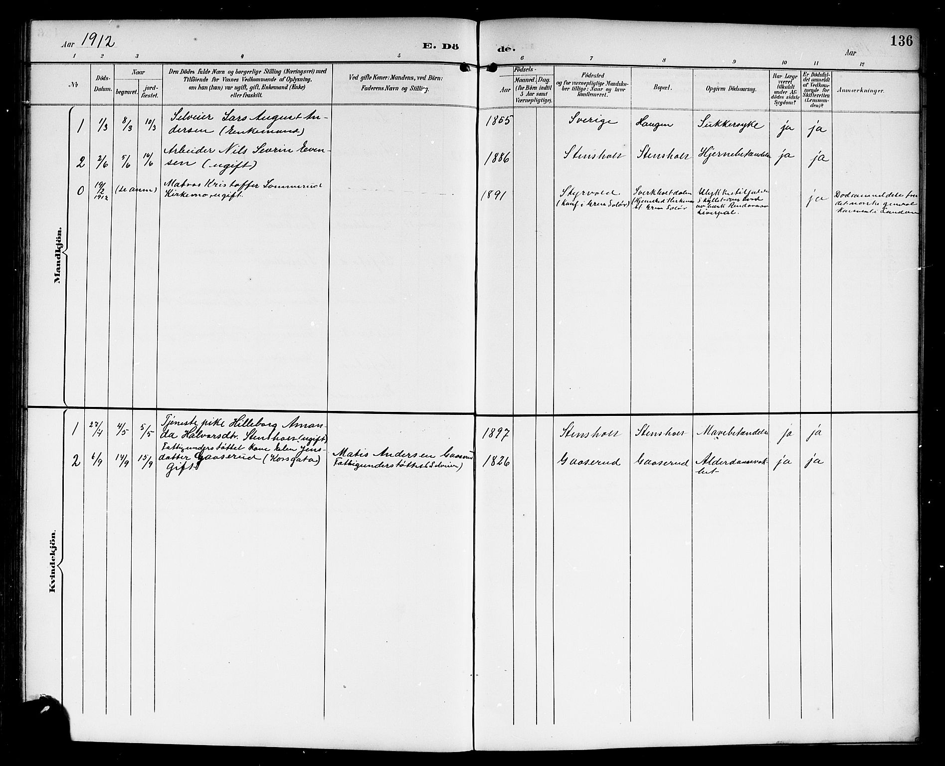 Lardal kirkebøker, SAKO/A-350/G/Gc/L0002: Parish register (copy) no. III 2, 1894-1918, p. 136