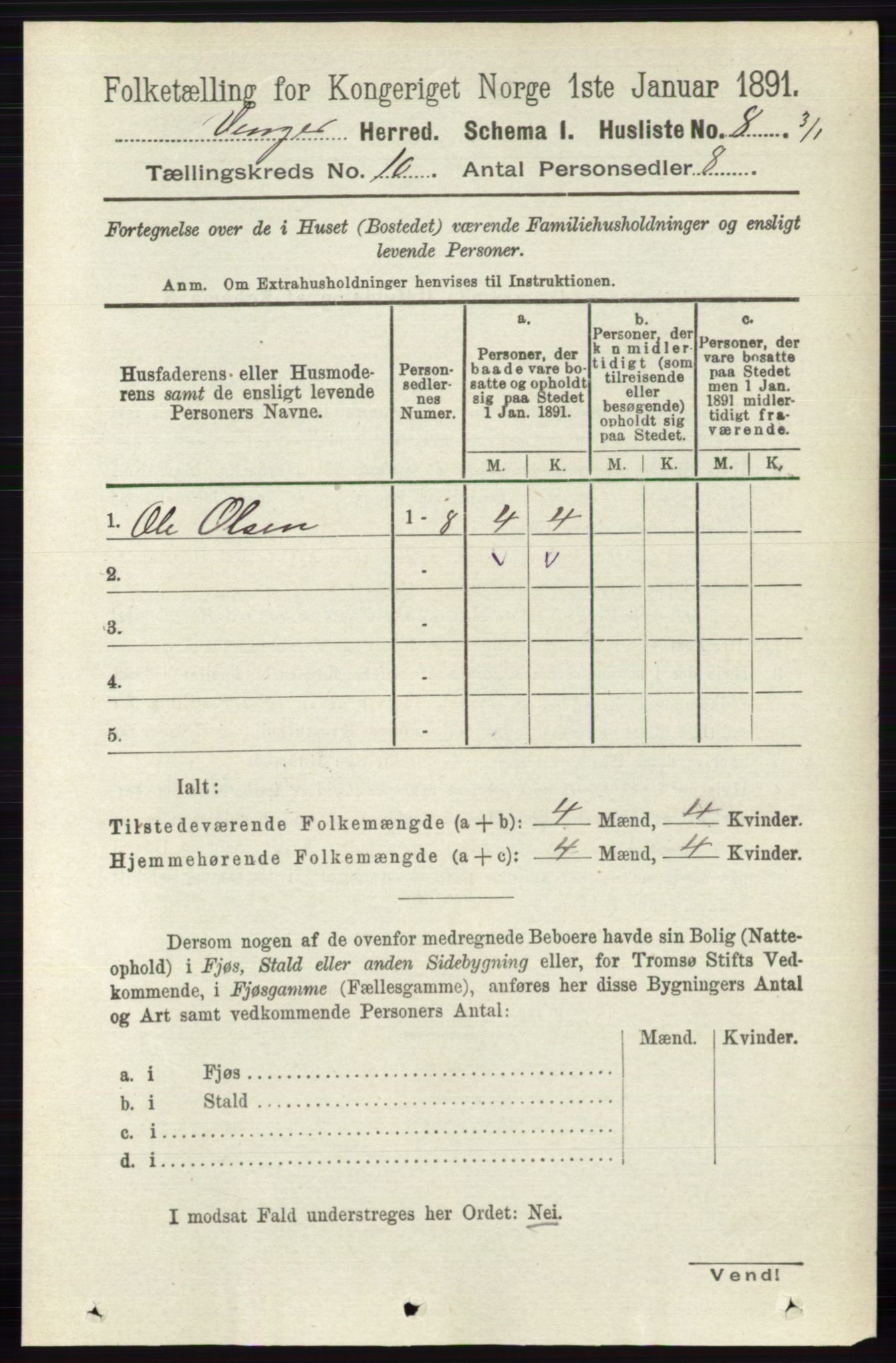 RA, 1891 census for 0421 Vinger, 1891, p. 4817