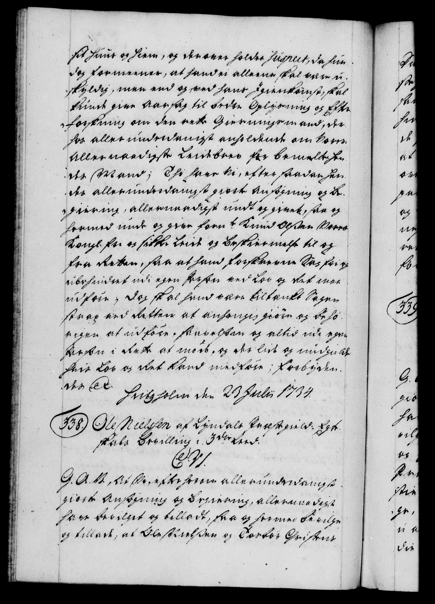 Danske Kanselli 1572-1799, AV/RA-EA-3023/F/Fc/Fca/Fcaa/L0028: Norske registre, 1733-1734, p. 556b