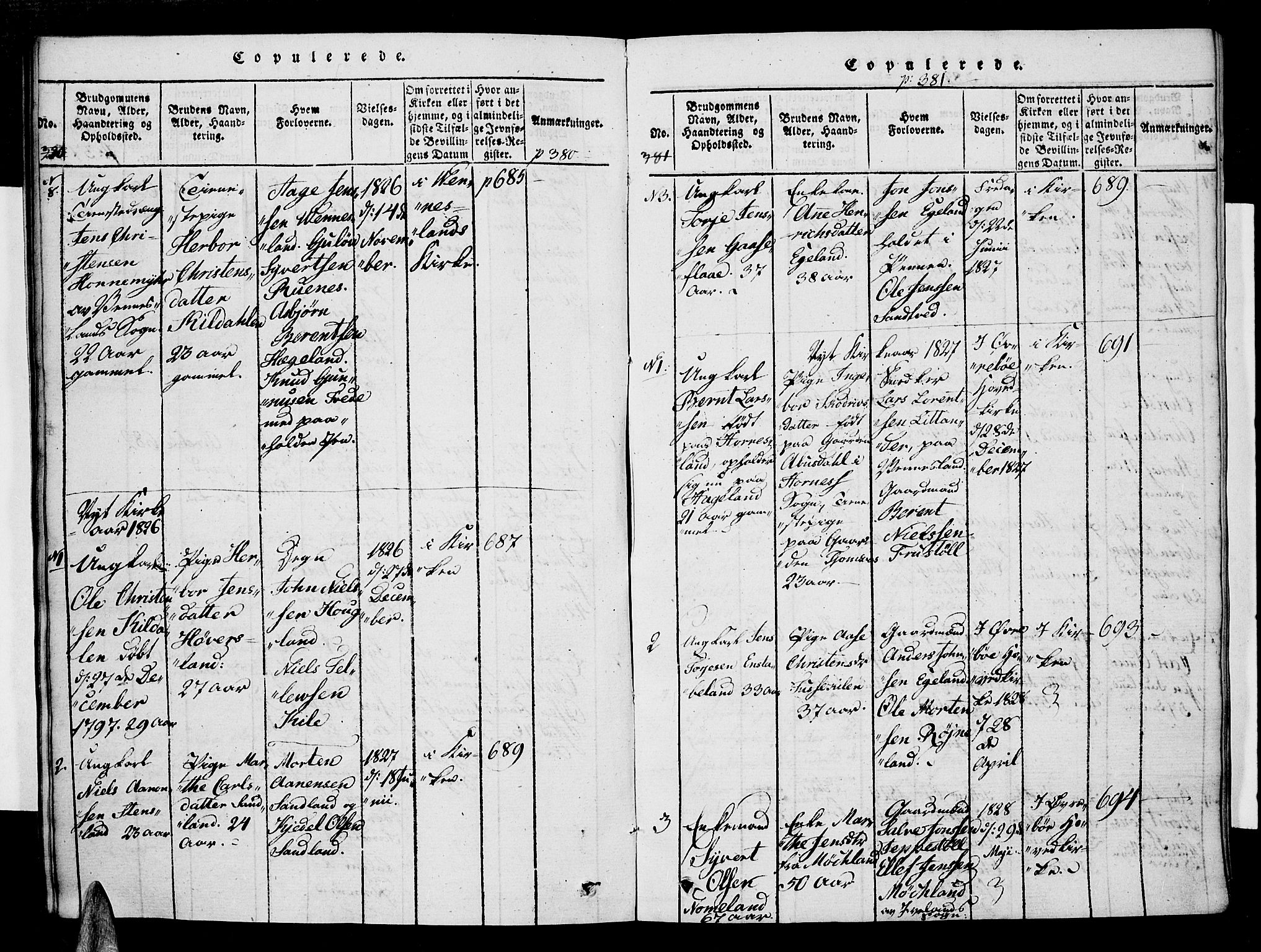 Vennesla sokneprestkontor, AV/SAK-1111-0045/Fa/Faa/L0003: Parish register (official) no. A 3, 1820-1834, p. 380-381