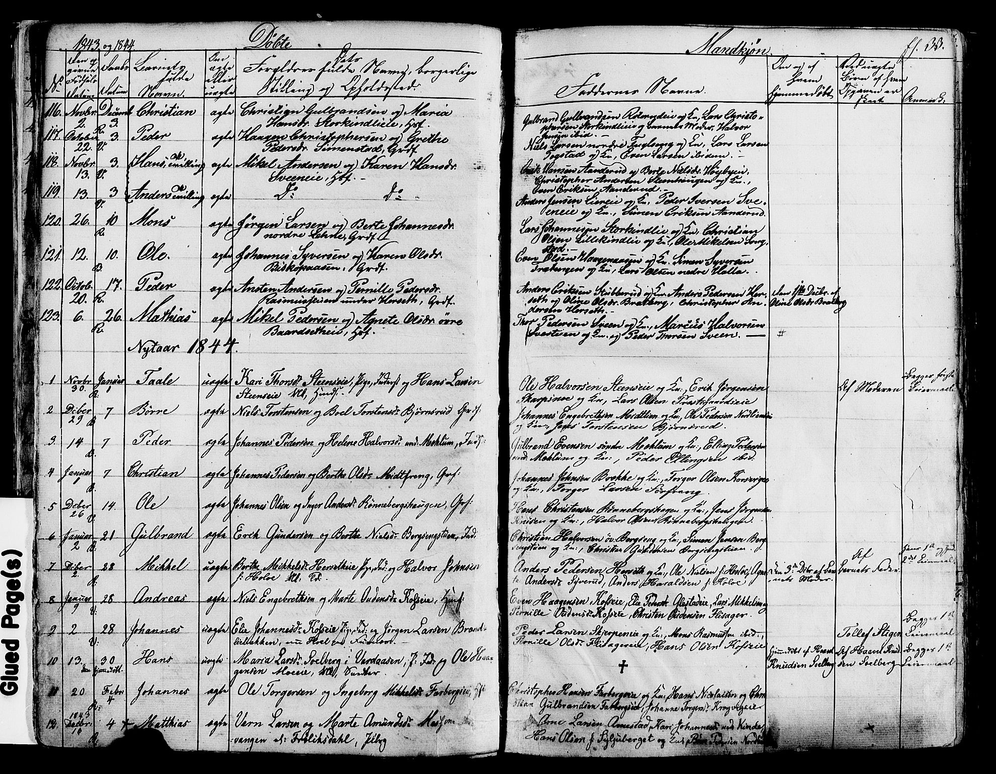 Ringsaker prestekontor, SAH/PREST-014/K/Ka/L0008: Parish register (official) no. 8, 1837-1850, p. 33