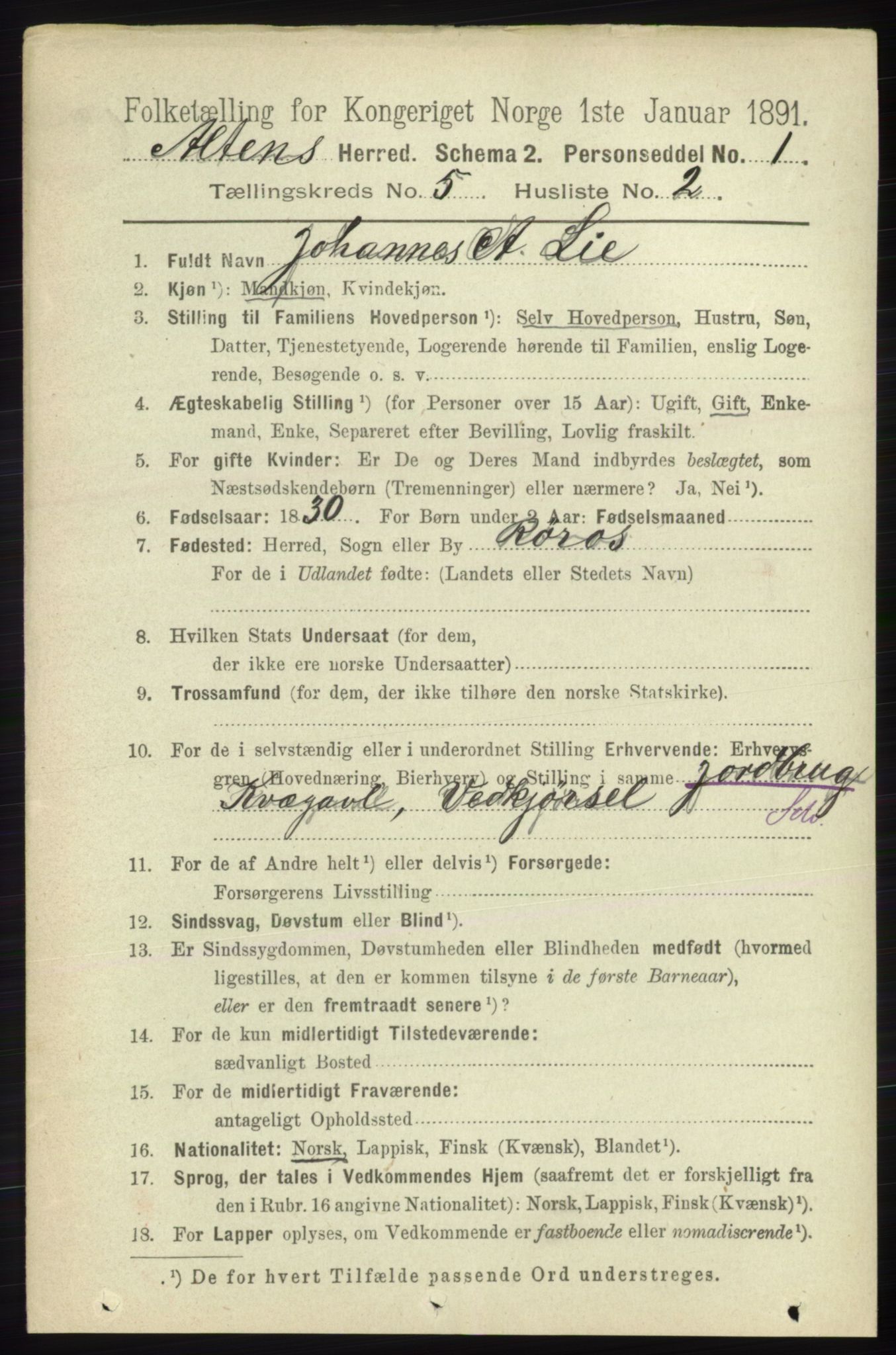 RA, 1891 census for 2012 Alta, 1891, p. 1658