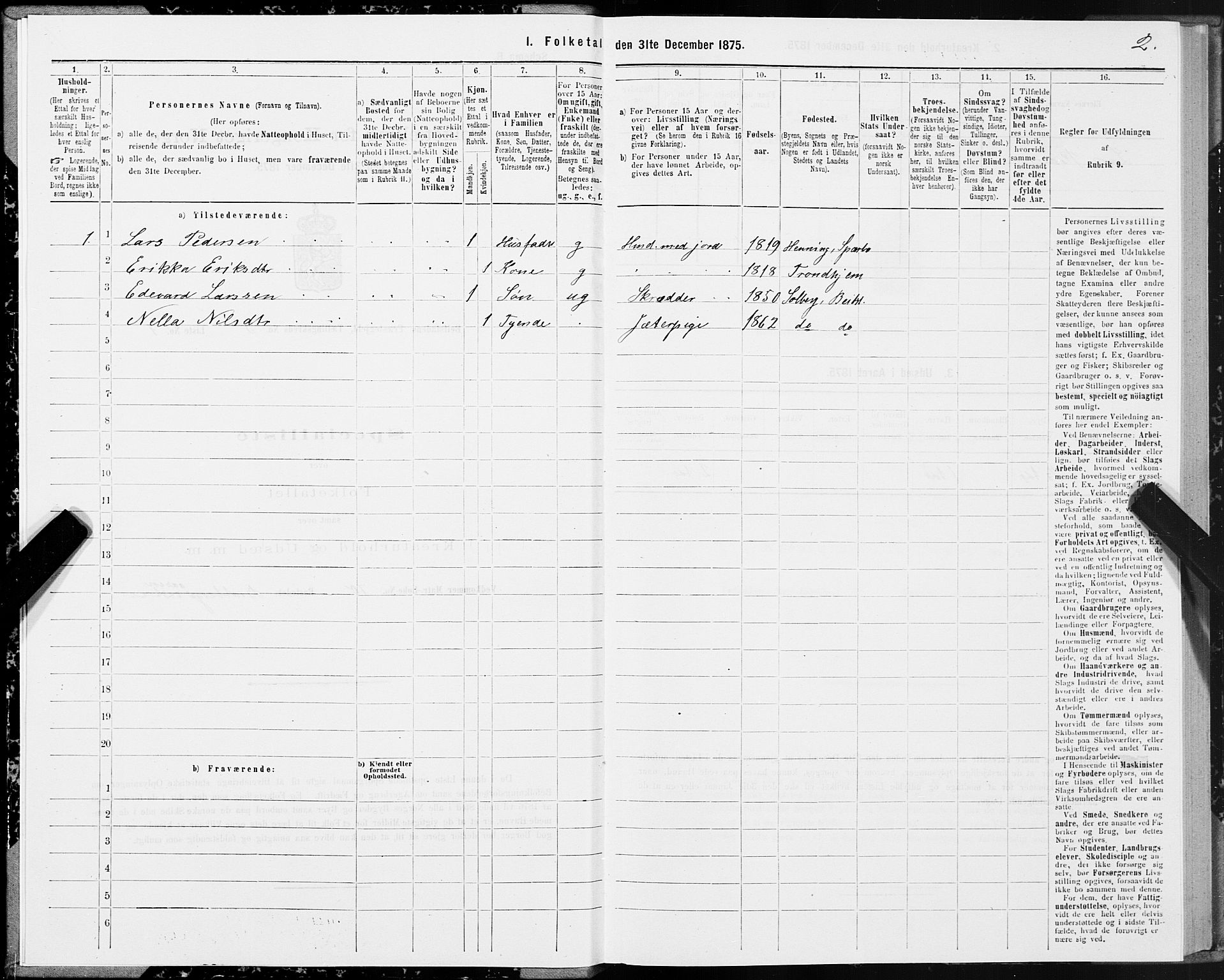 SAT, 1875 census for 1727P Beitstad, 1875, p. 2002