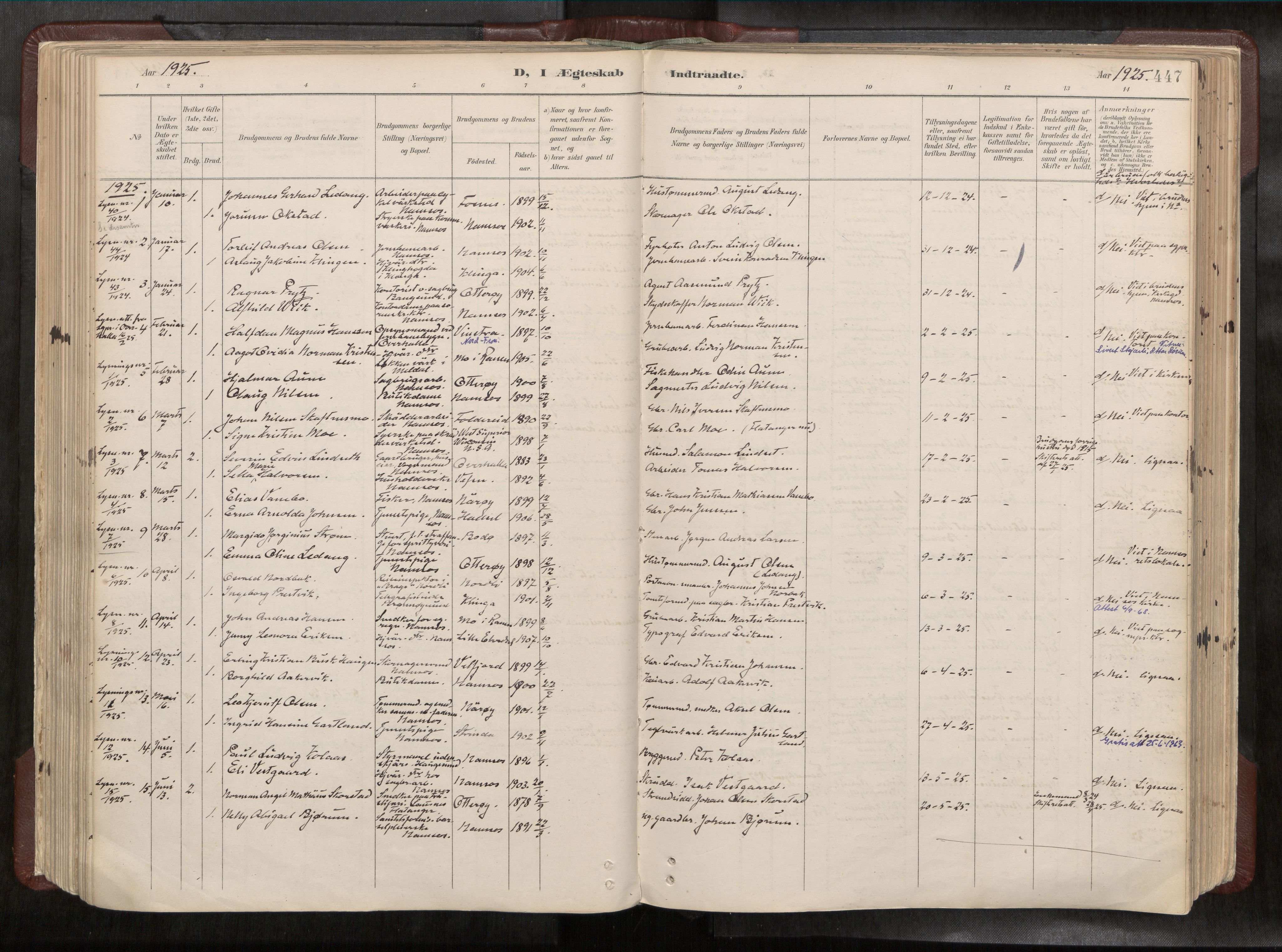 Ministerialprotokoller, klokkerbøker og fødselsregistre - Nord-Trøndelag, SAT/A-1458/768/L0579a: Parish register (official) no. 768A14, 1887-1931, p. 447