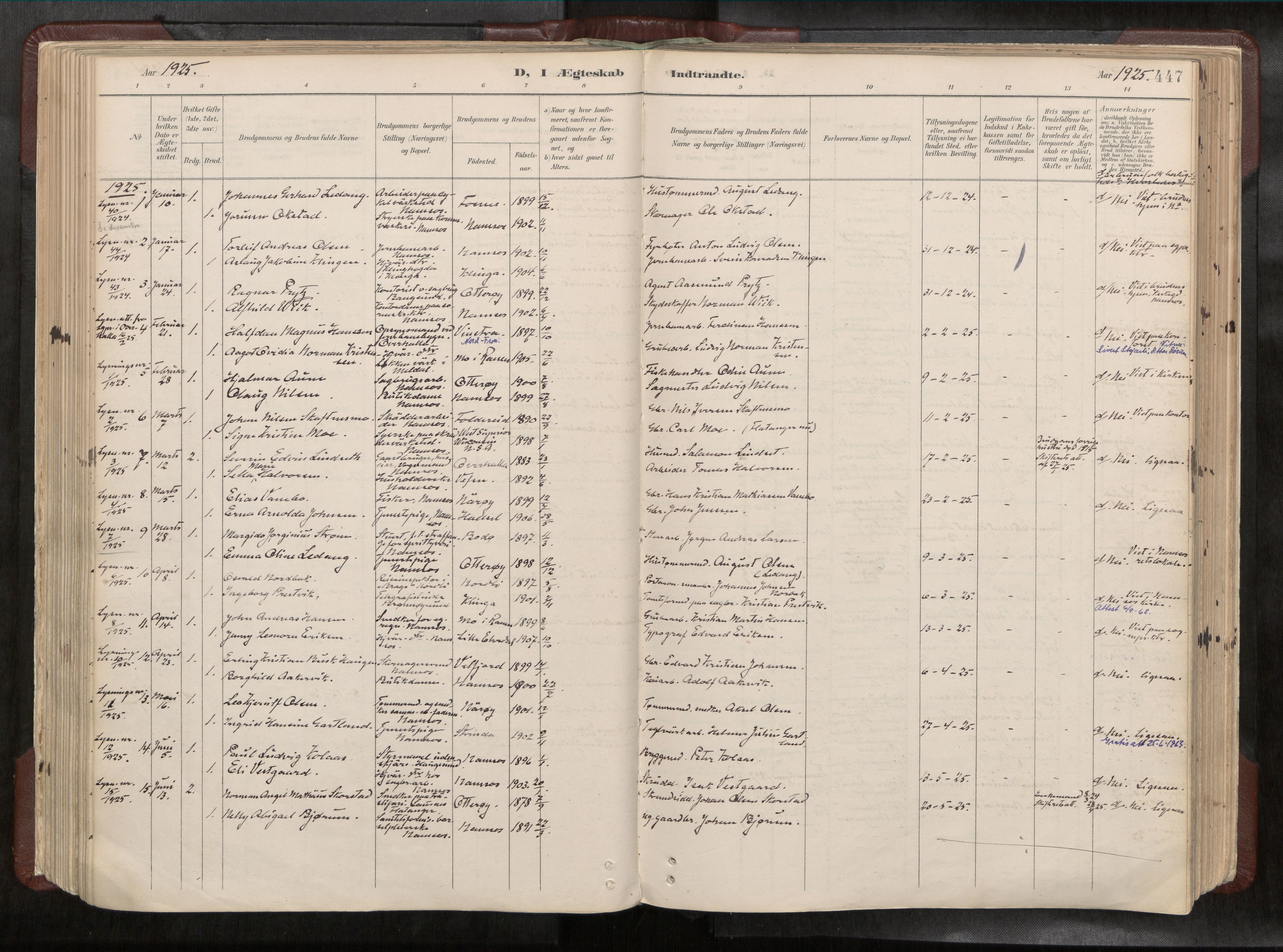 Ministerialprotokoller, klokkerbøker og fødselsregistre - Nord-Trøndelag, AV/SAT-A-1458/768/L0579a: Parish register (official) no. 768A14, 1887-1931, p. 447