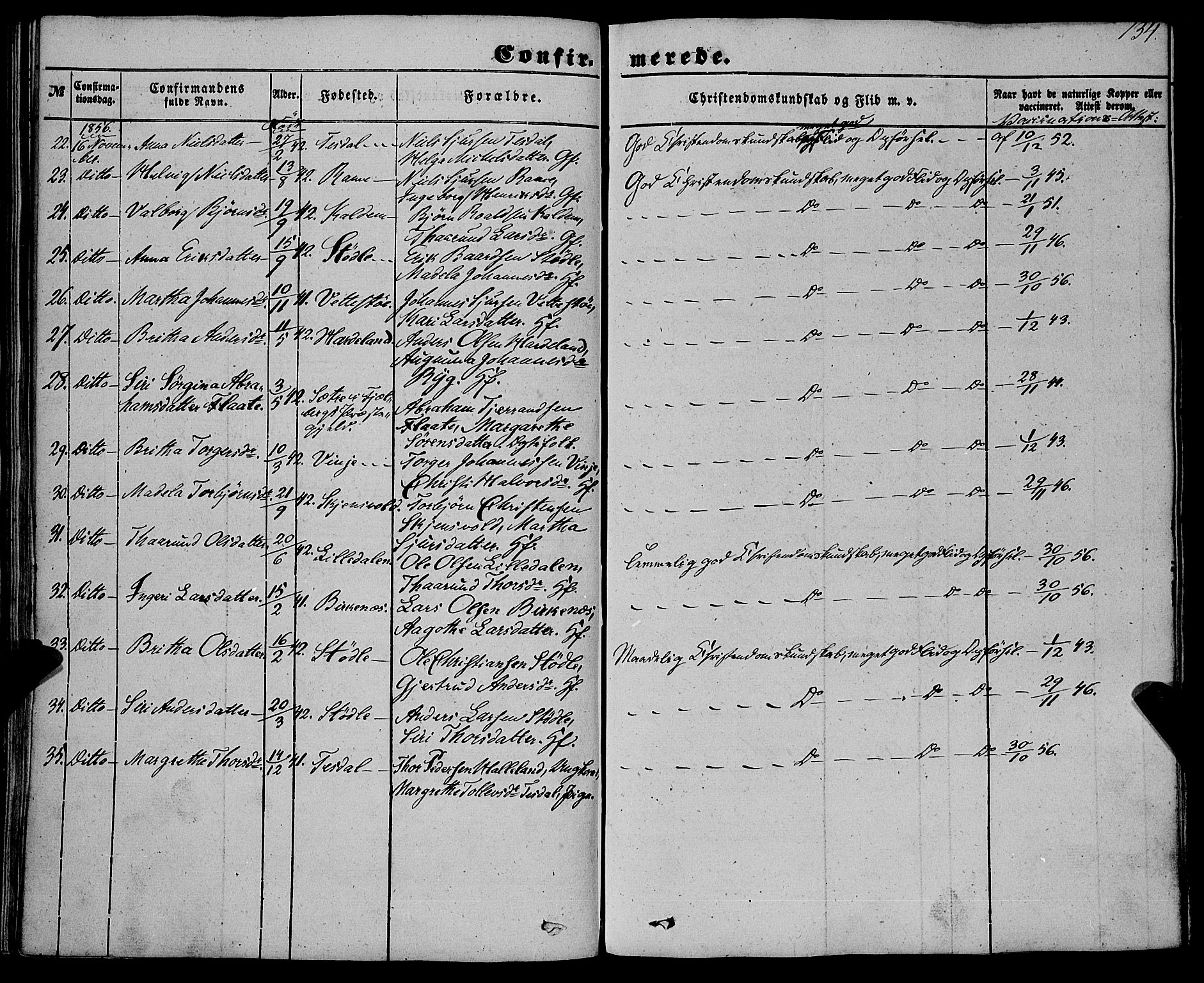 Etne sokneprestembete, SAB/A-75001/H/Haa: Parish register (official) no. A 8, 1848-1862, p. 134