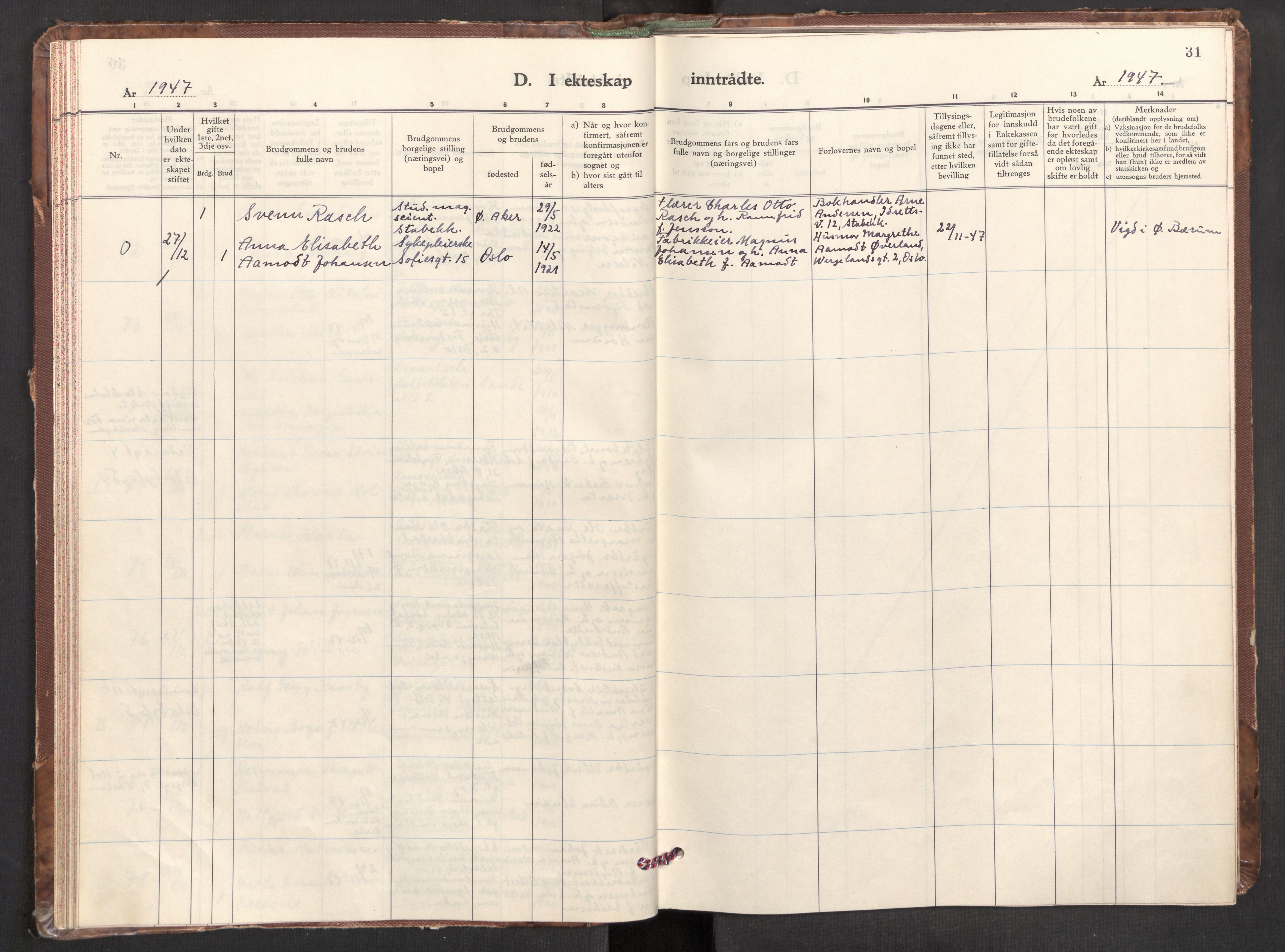 Markus prestekontor Kirkebøker, AV/SAO-A-10830/F/L0005: Parish register (official) no. 5, 1942-1960, p. 31