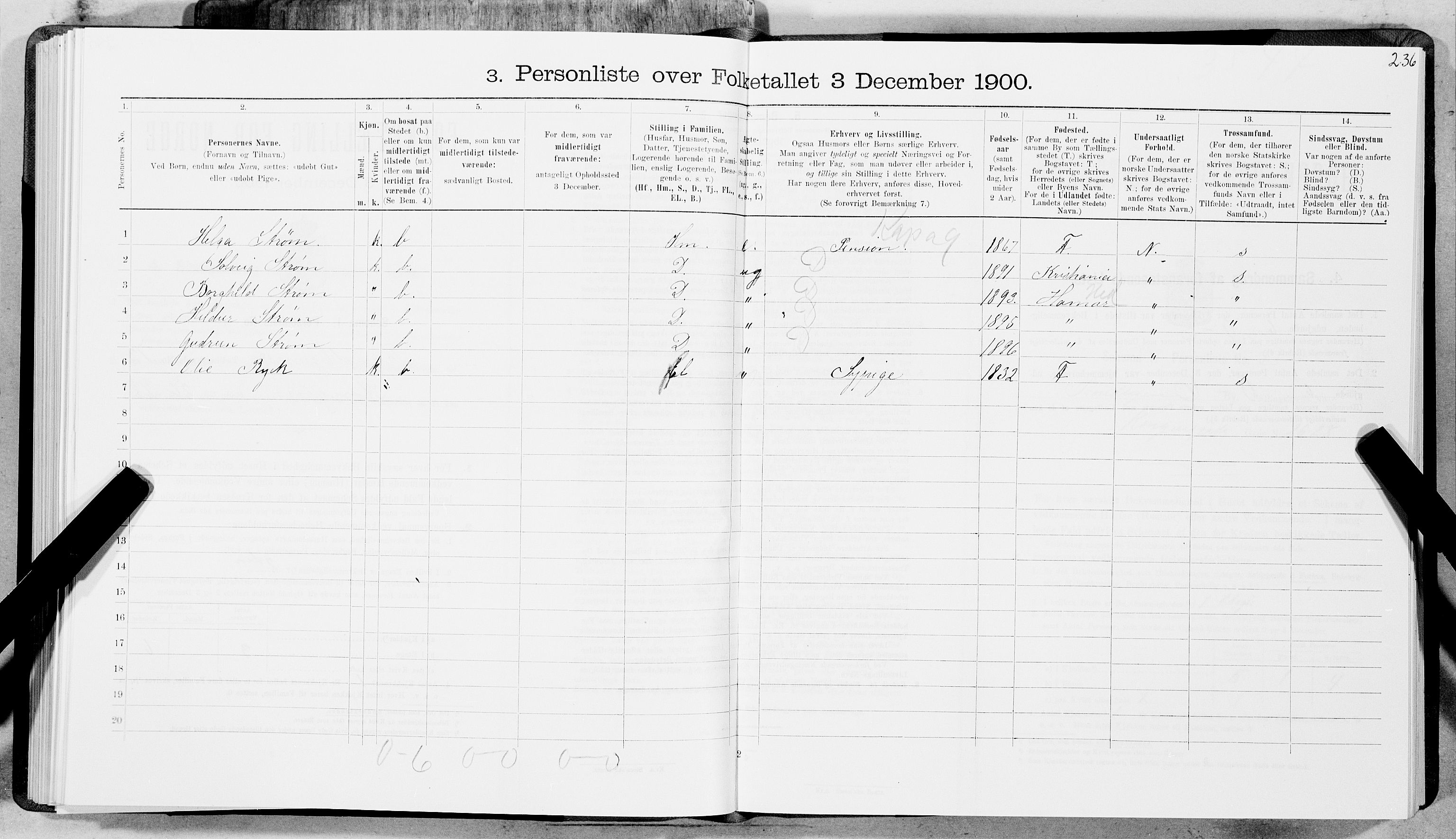 SAT, 1900 census for Trondheim, 1900, p. 2275