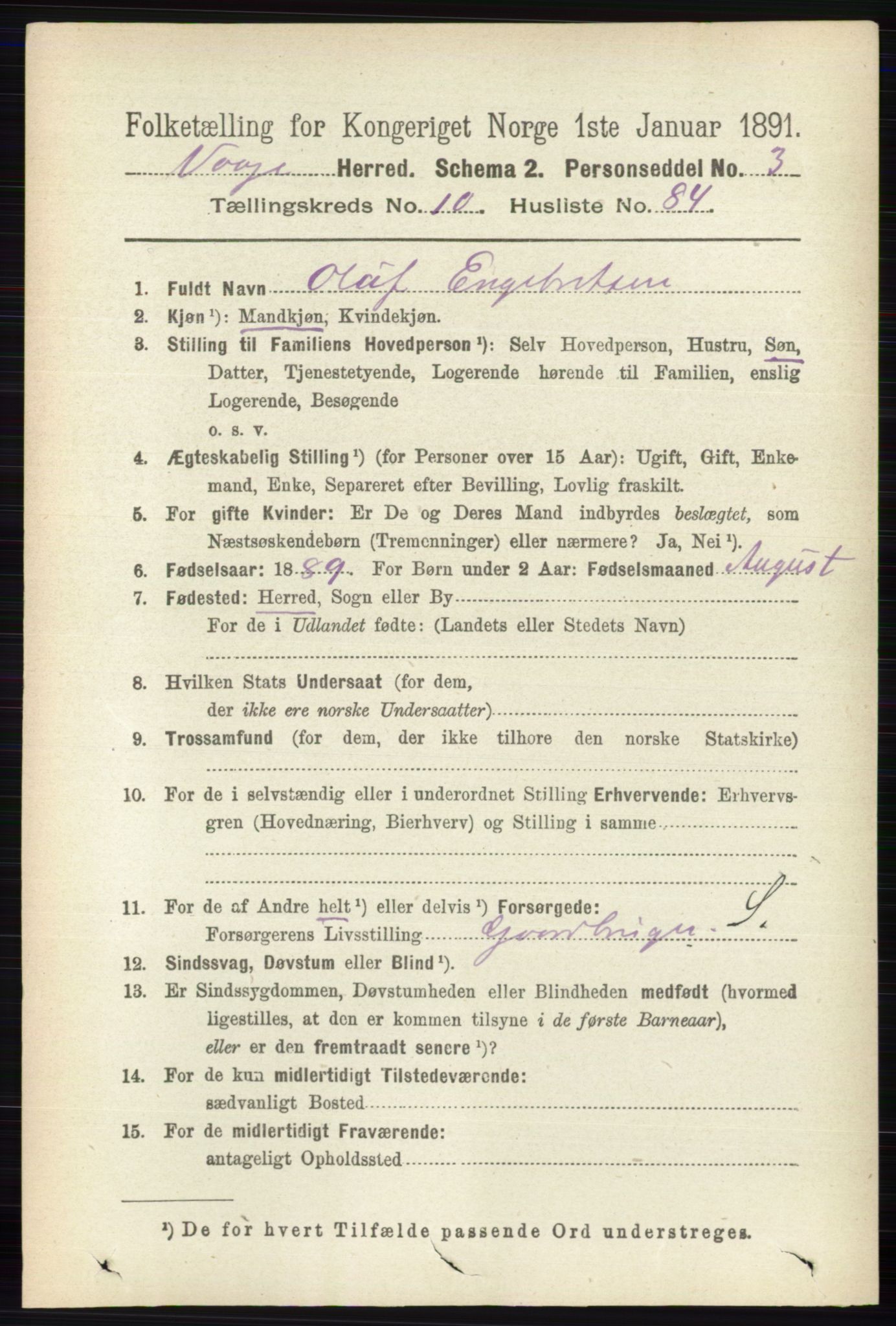 RA, 1891 census for 0515 Vågå, 1891, p. 6724