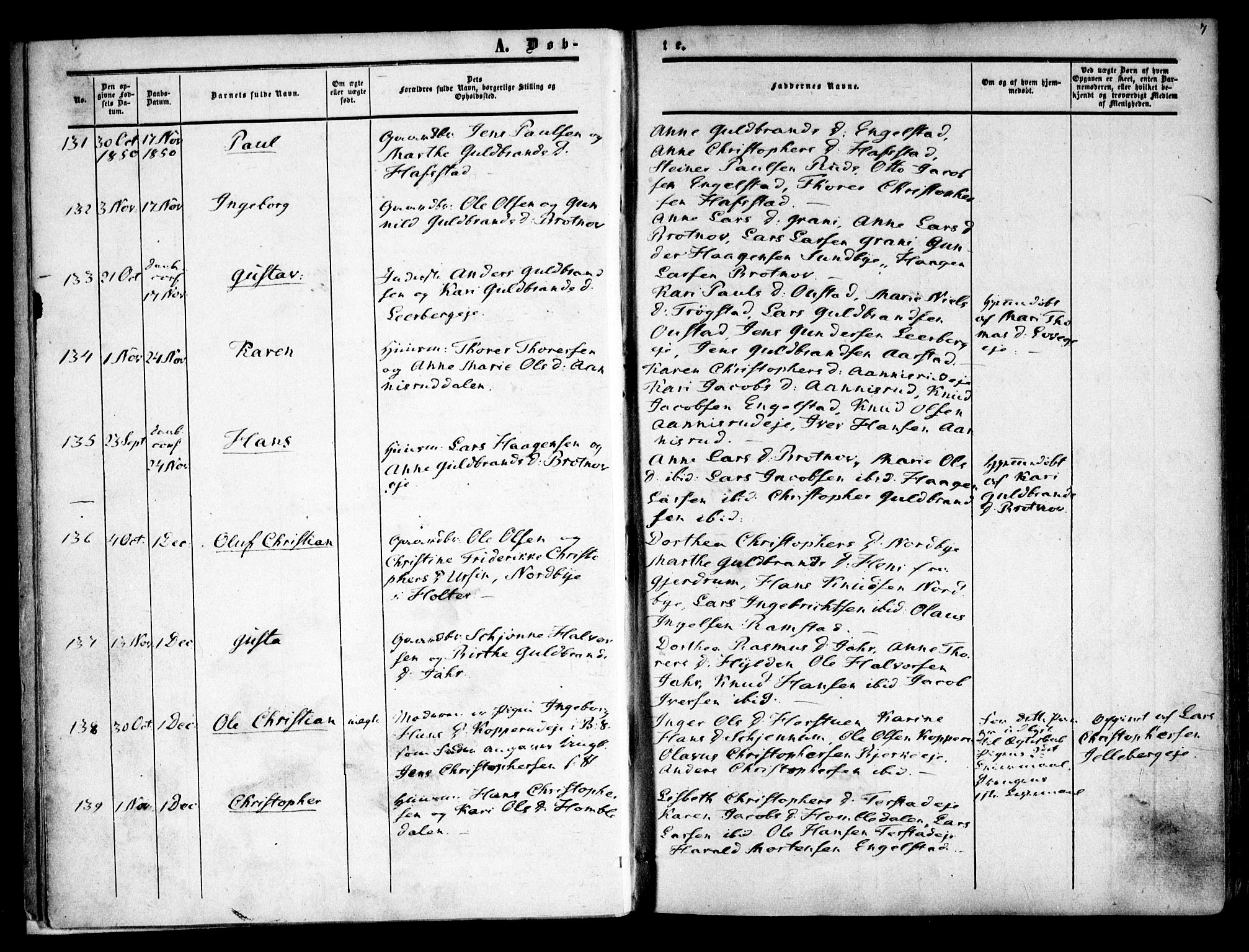 Nannestad prestekontor Kirkebøker, AV/SAO-A-10414a/F/Fa/L0011: Parish register (official) no. I 11, 1850-1859, p. 7
