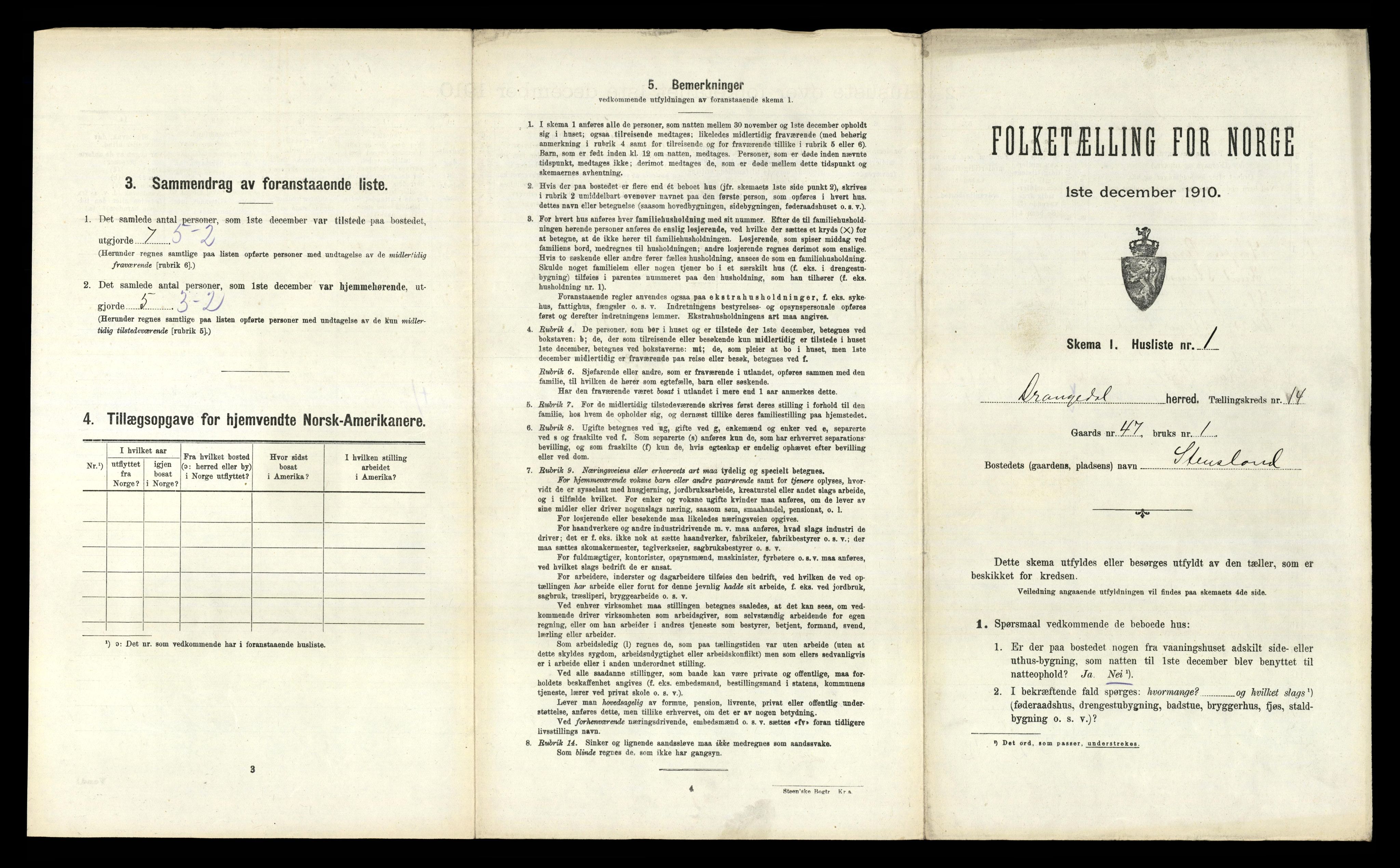 RA, 1910 census for Drangedal, 1910, p. 1133