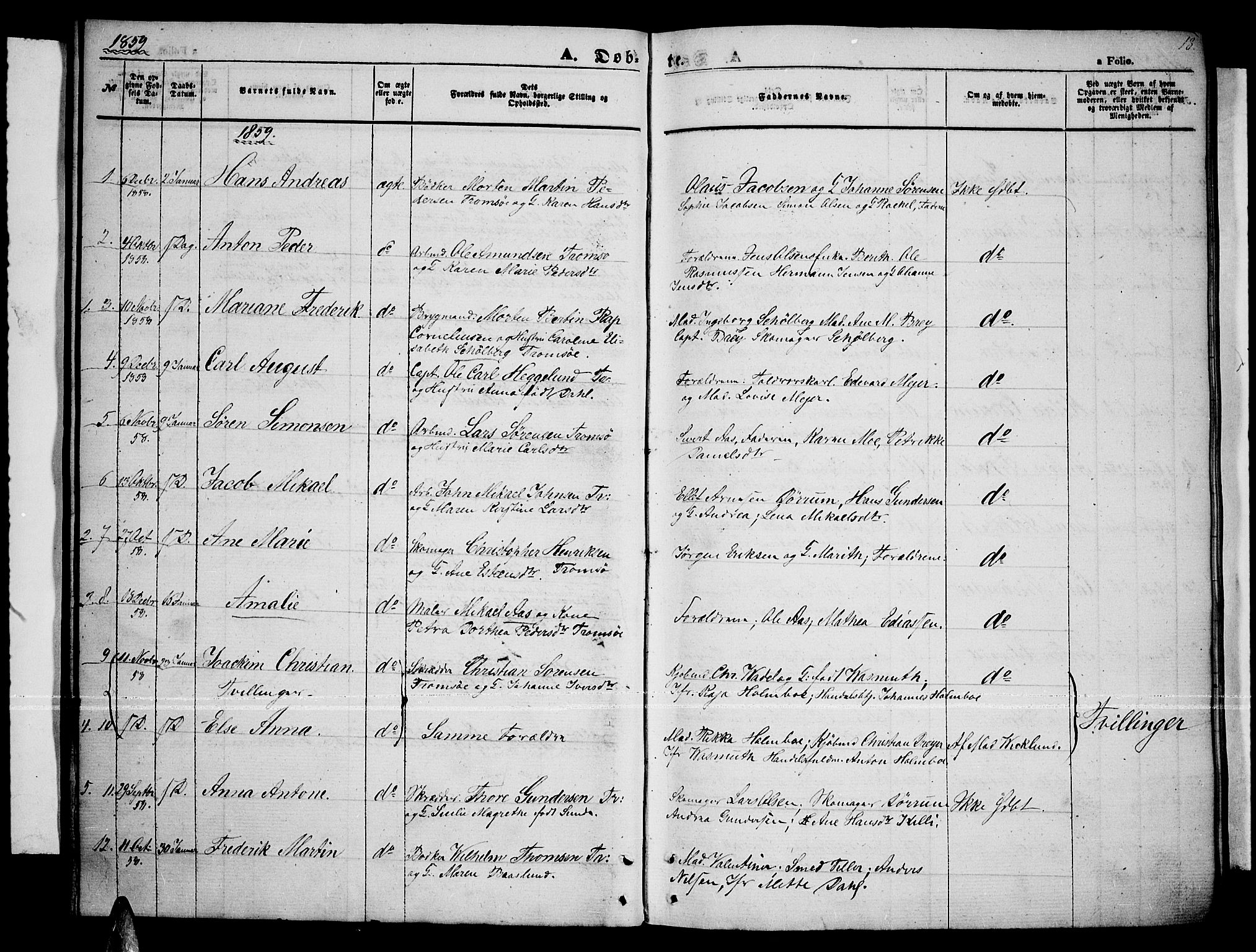 Tromsø sokneprestkontor/stiftsprosti/domprosti, AV/SATØ-S-1343/G/Gb/L0006klokker: Parish register (copy) no. 6, 1857-1866, p. 18