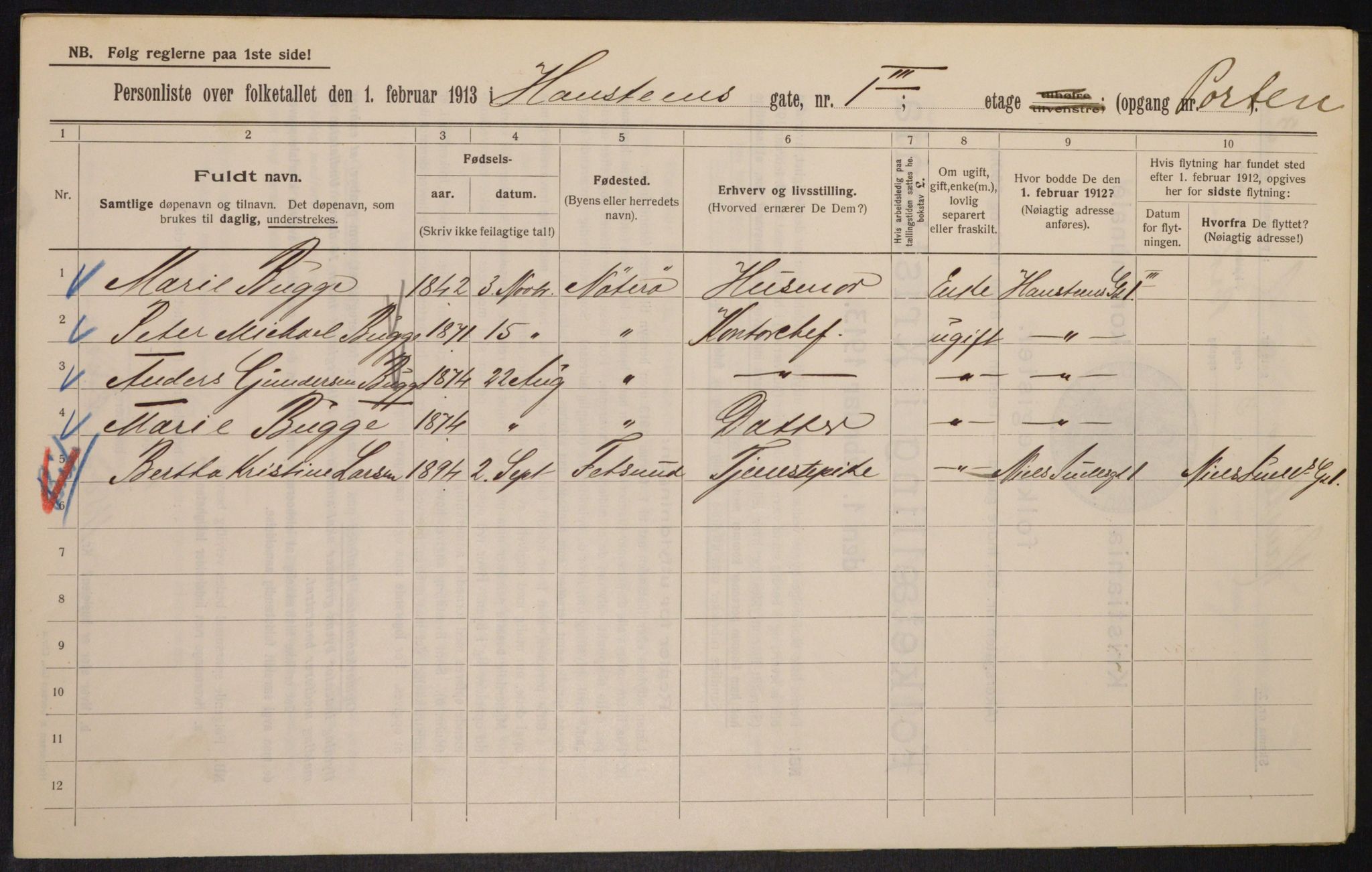 OBA, Municipal Census 1913 for Kristiania, 1913, p. 34796