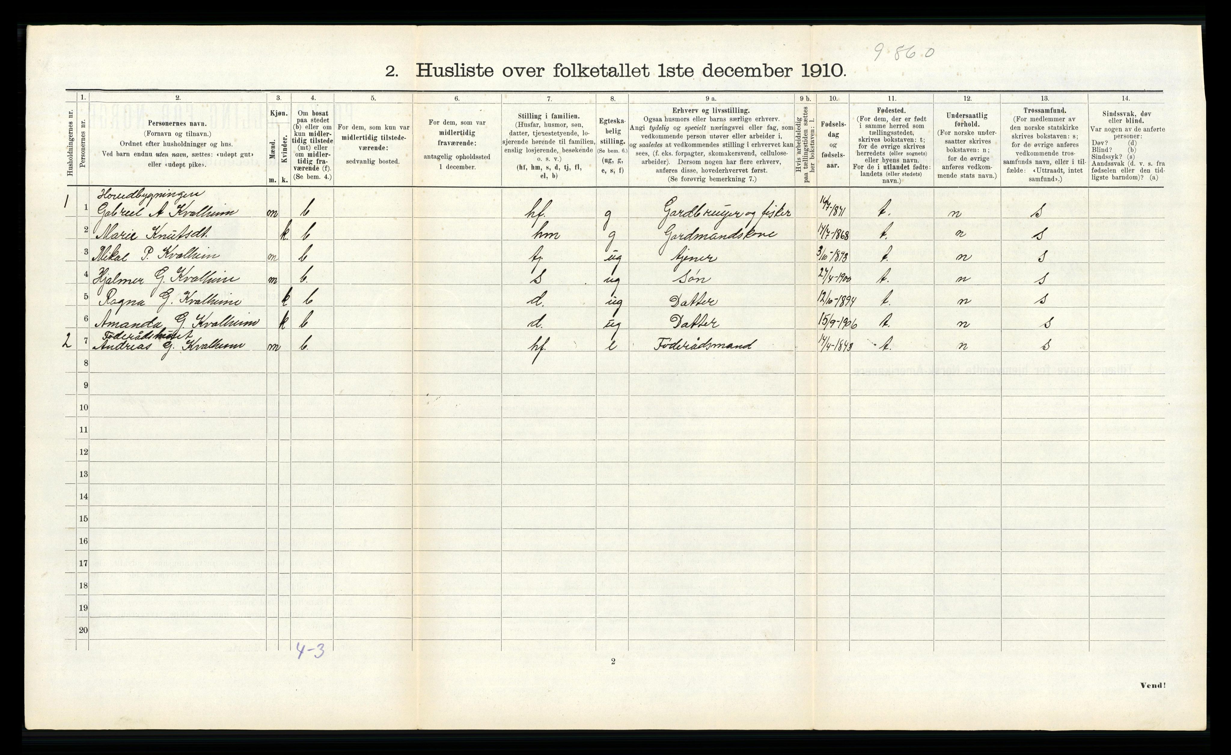 RA, 1910 census for Nord-Vågsøy, 1910, p. 292