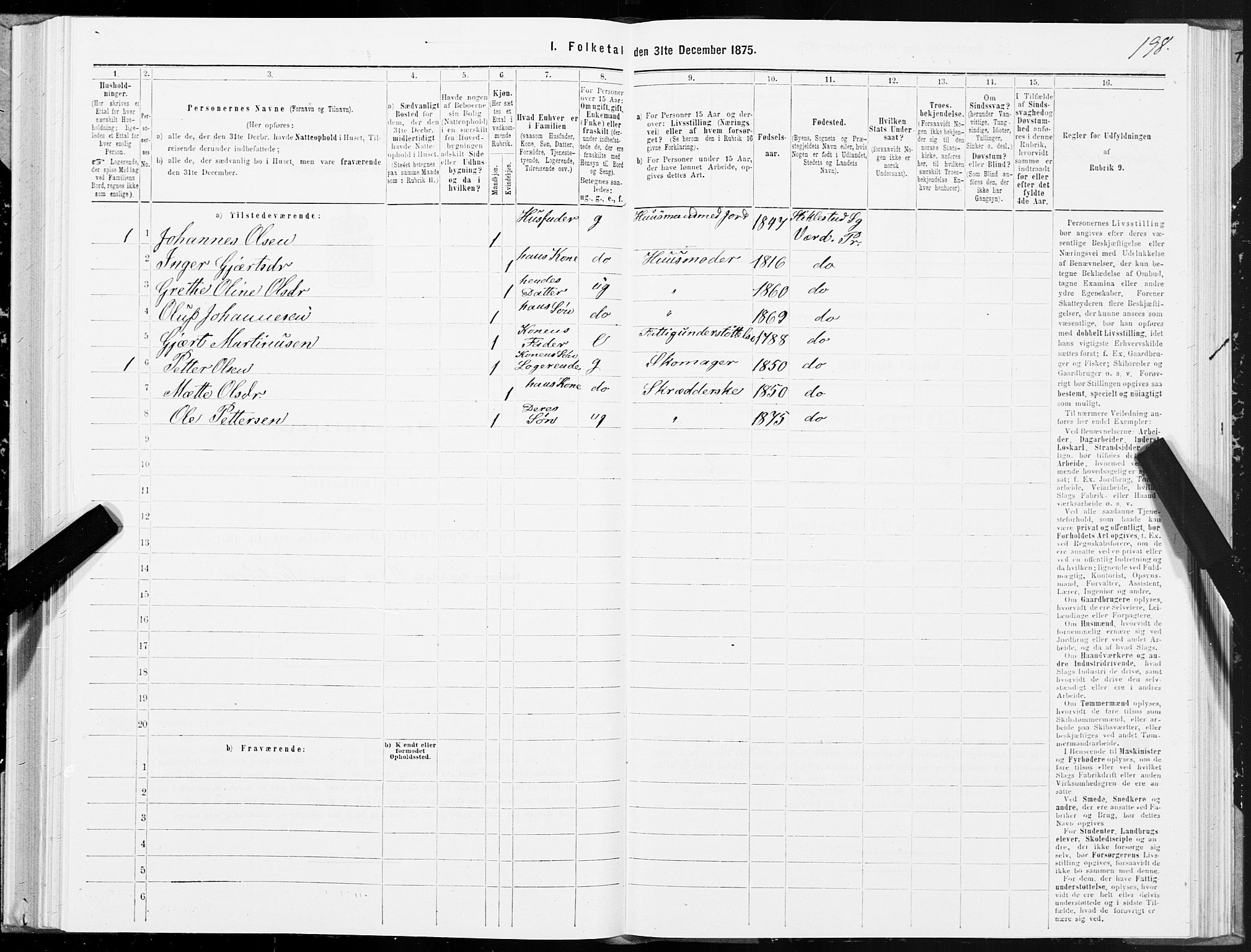 SAT, 1875 census for 1721P Verdal, 1875, p. 3198