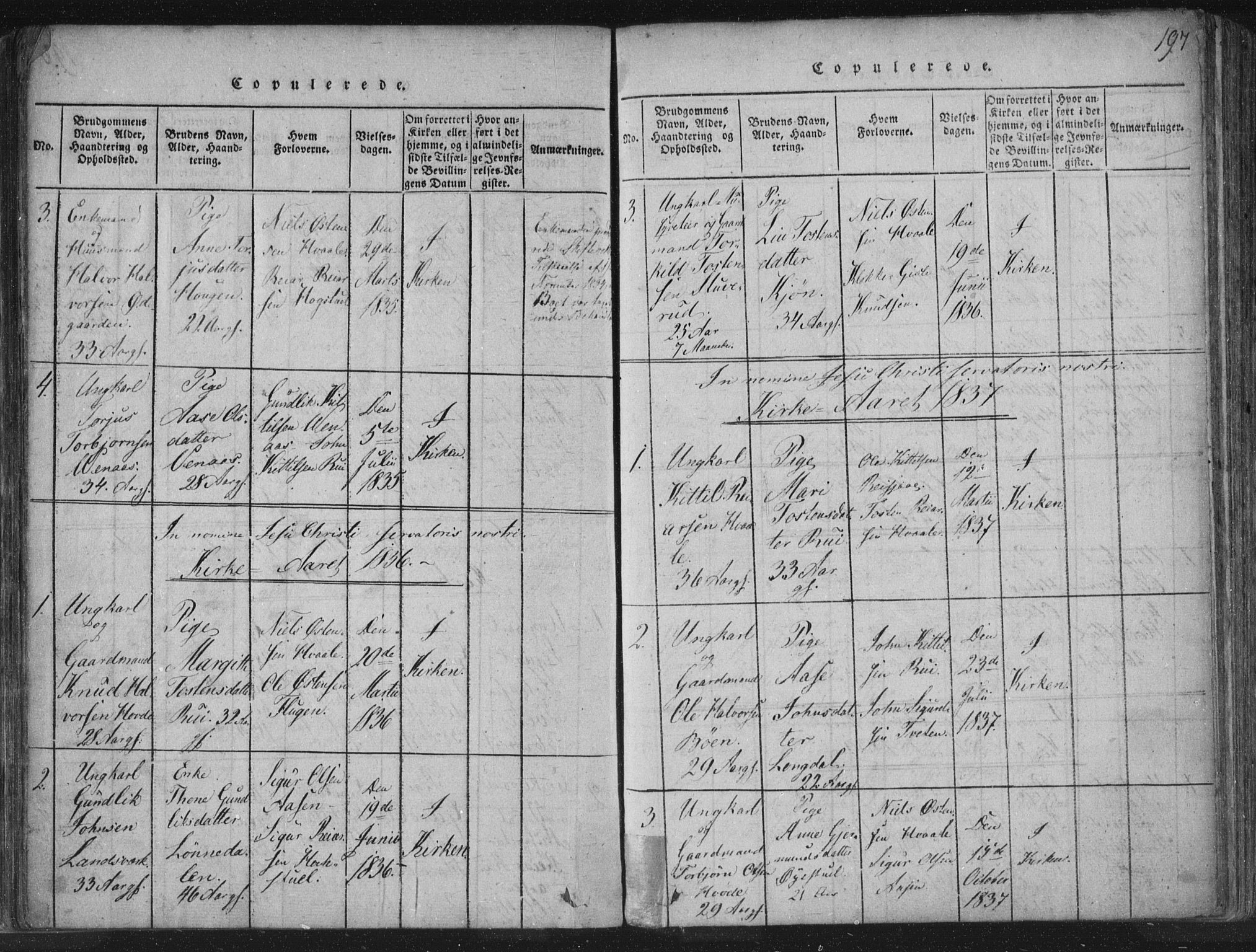 Hjartdal kirkebøker, SAKO/A-270/F/Fc/L0001: Parish register (official) no. III 1, 1815-1843, p. 197