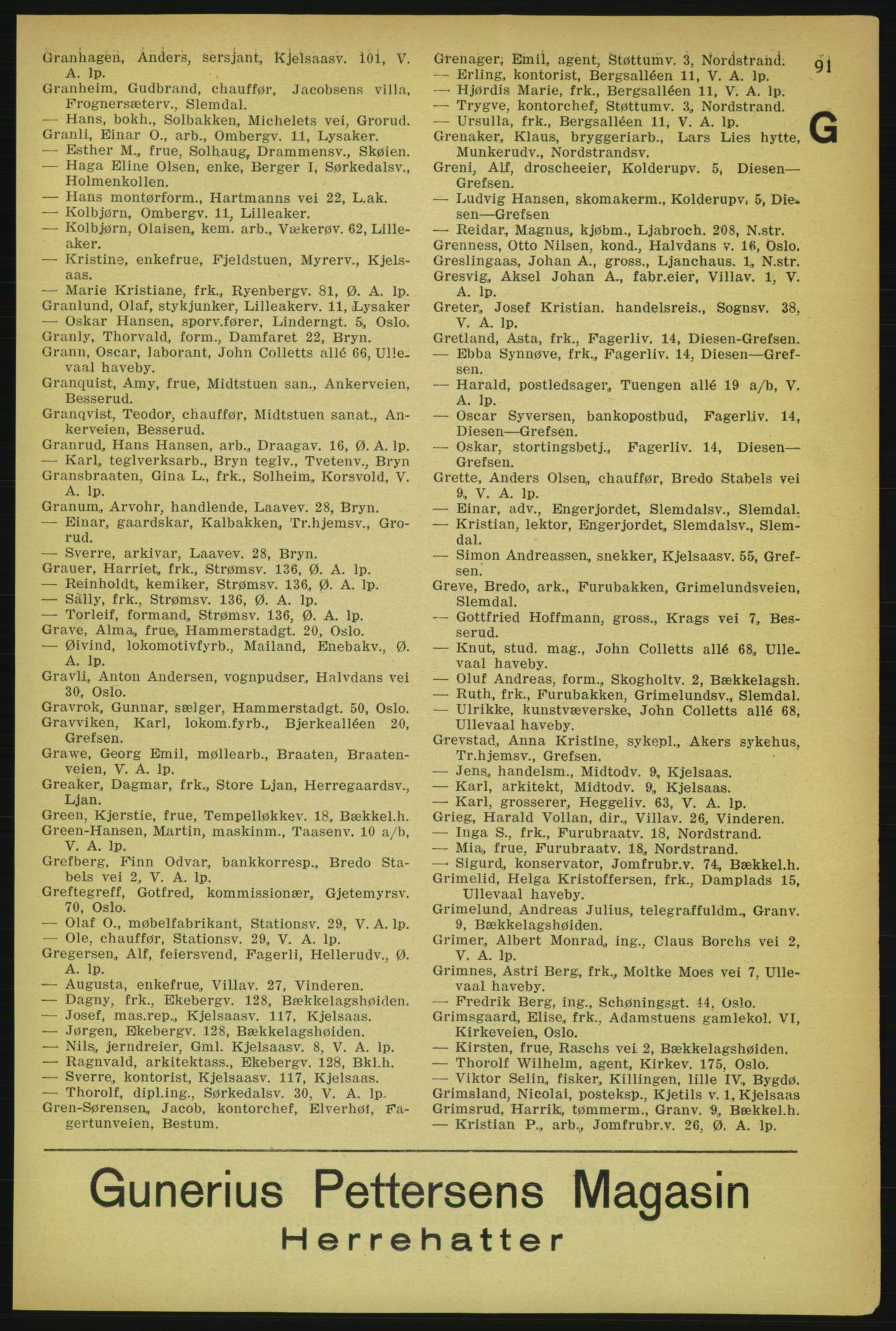 Aker adressebok/adressekalender, PUBL/001/A/004: Aker adressebok, 1929, p. 91