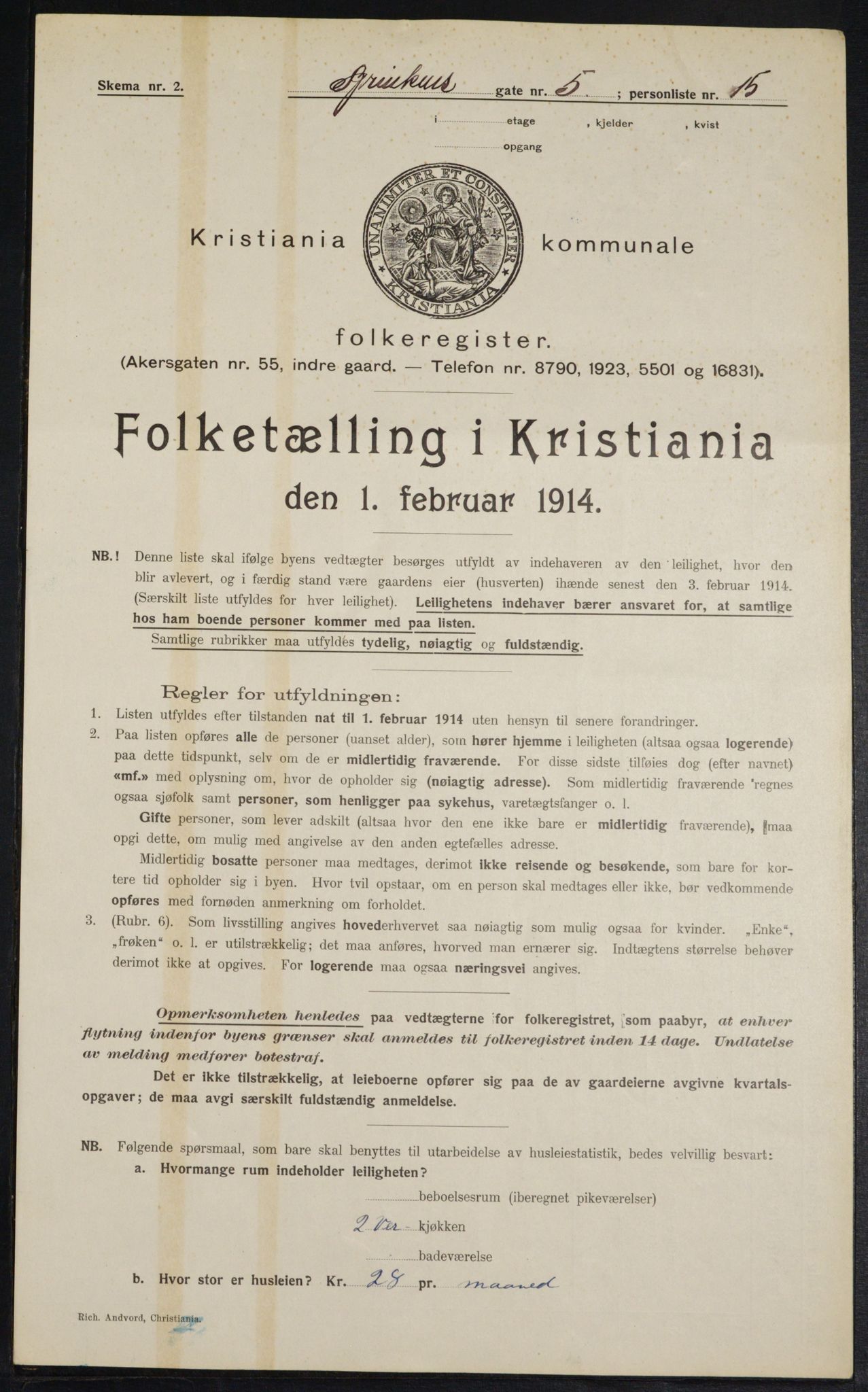 OBA, Municipal Census 1914 for Kristiania, 1914, p. 8832