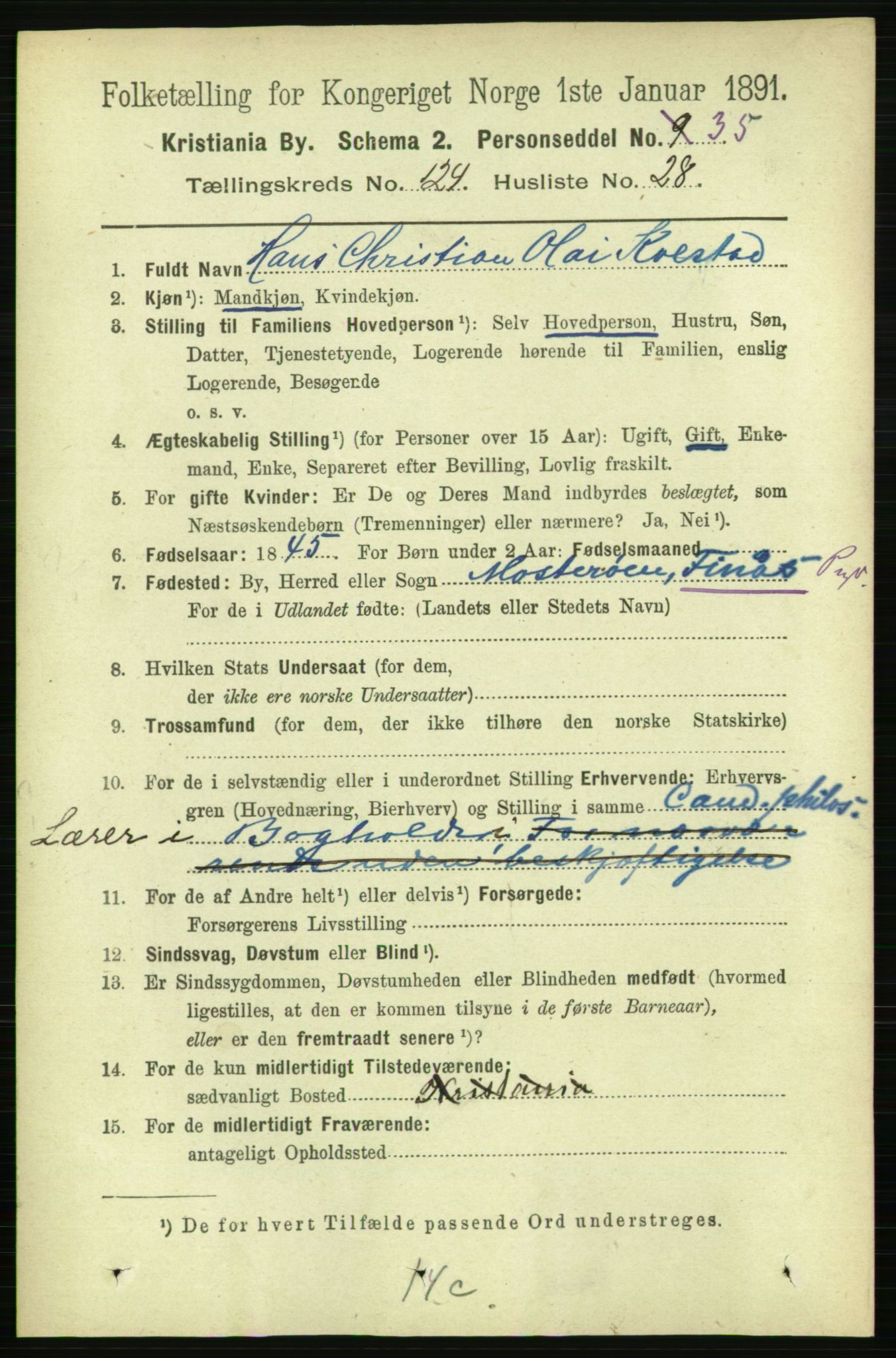 RA, 1891 census for 0301 Kristiania, 1891, p. 66068