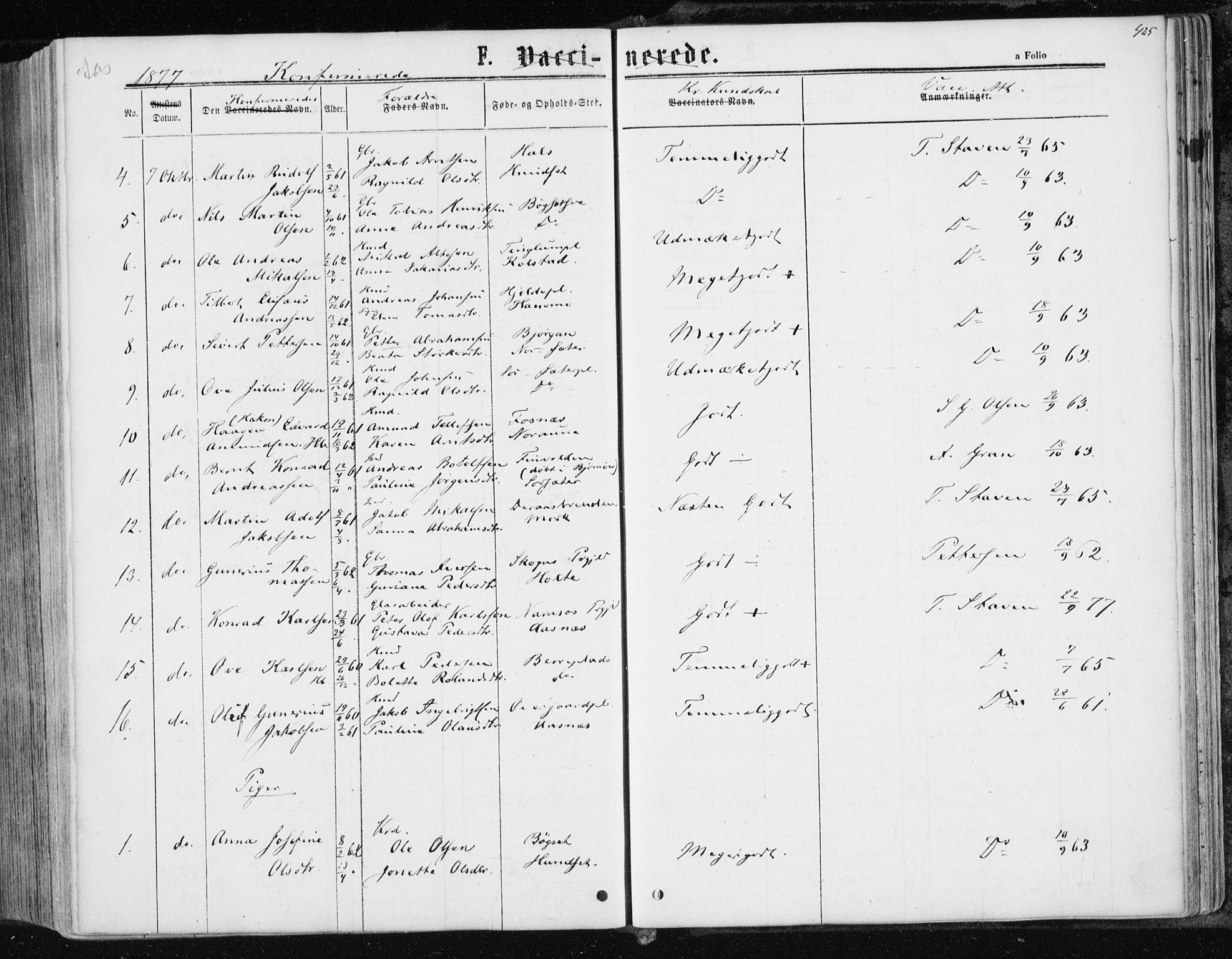 Ministerialprotokoller, klokkerbøker og fødselsregistre - Nord-Trøndelag, AV/SAT-A-1458/741/L0394: Parish register (official) no. 741A08, 1864-1877, p. 425