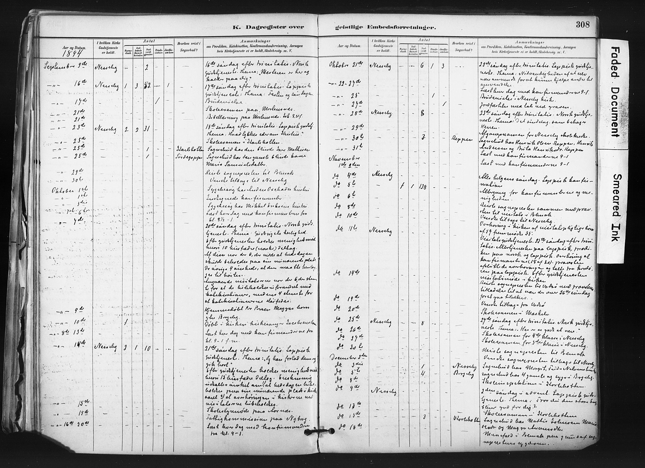 Nesseby sokneprestkontor, AV/SATØ-S-1330/H/Ha/L0006kirke: Parish register (official) no. 6, 1885-1985, p. 308