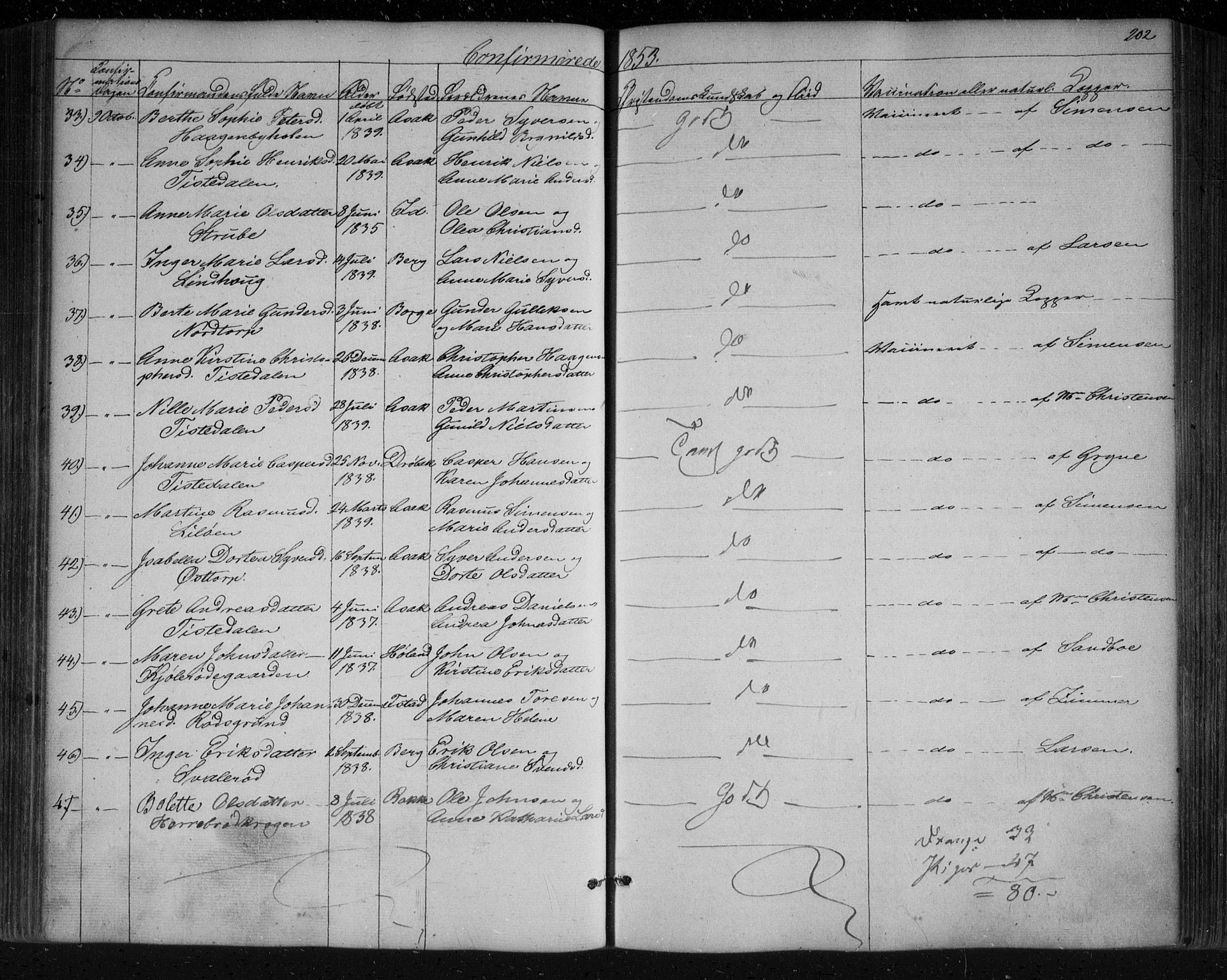 Berg prestekontor Kirkebøker, AV/SAO-A-10902/F/Fa/L0004: Parish register (official) no. I 4, 1843-1860, p. 202