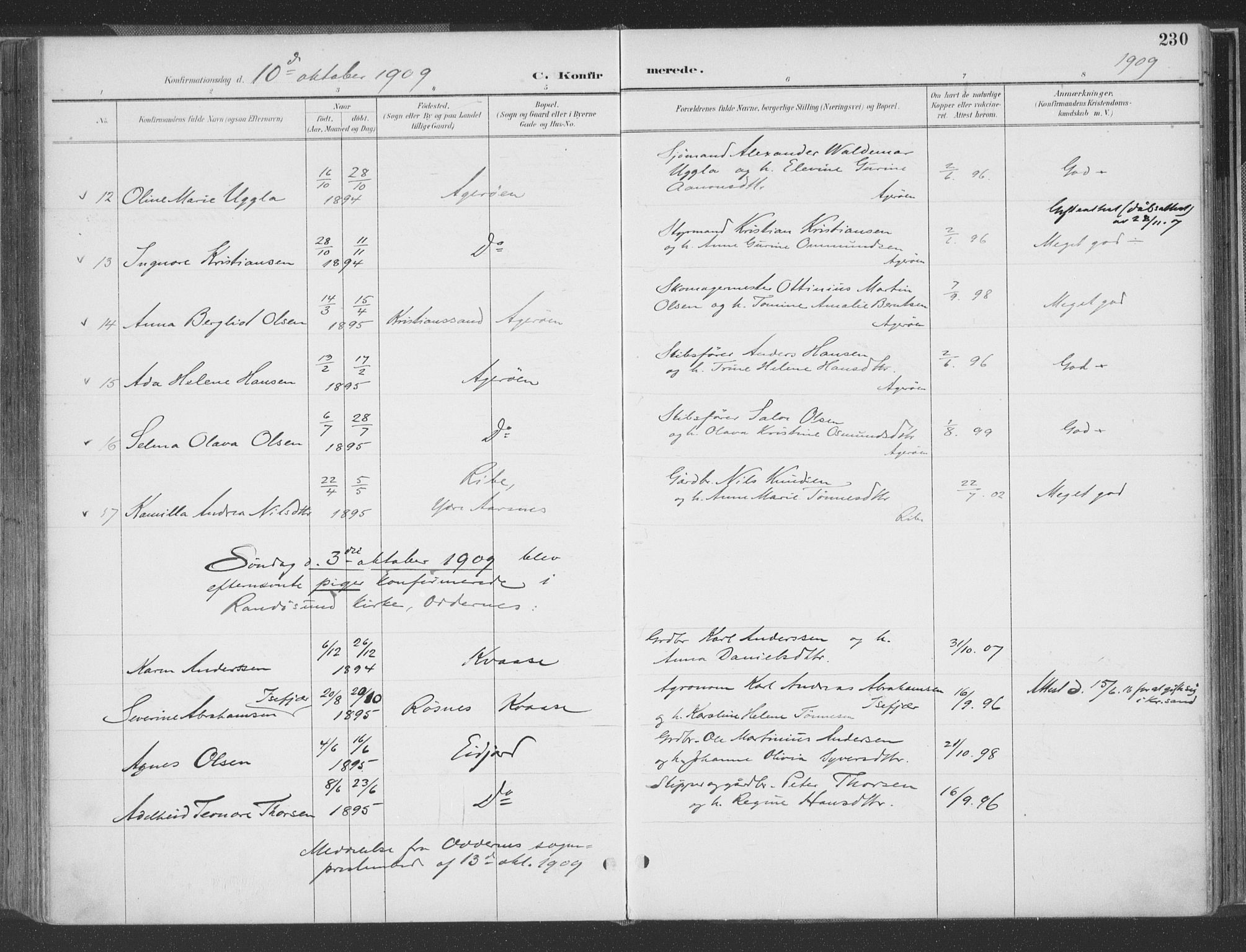 Høvåg sokneprestkontor, AV/SAK-1111-0025/F/Fa/L0006: Parish register (official) no. A 6, 1894-1923, p. 230