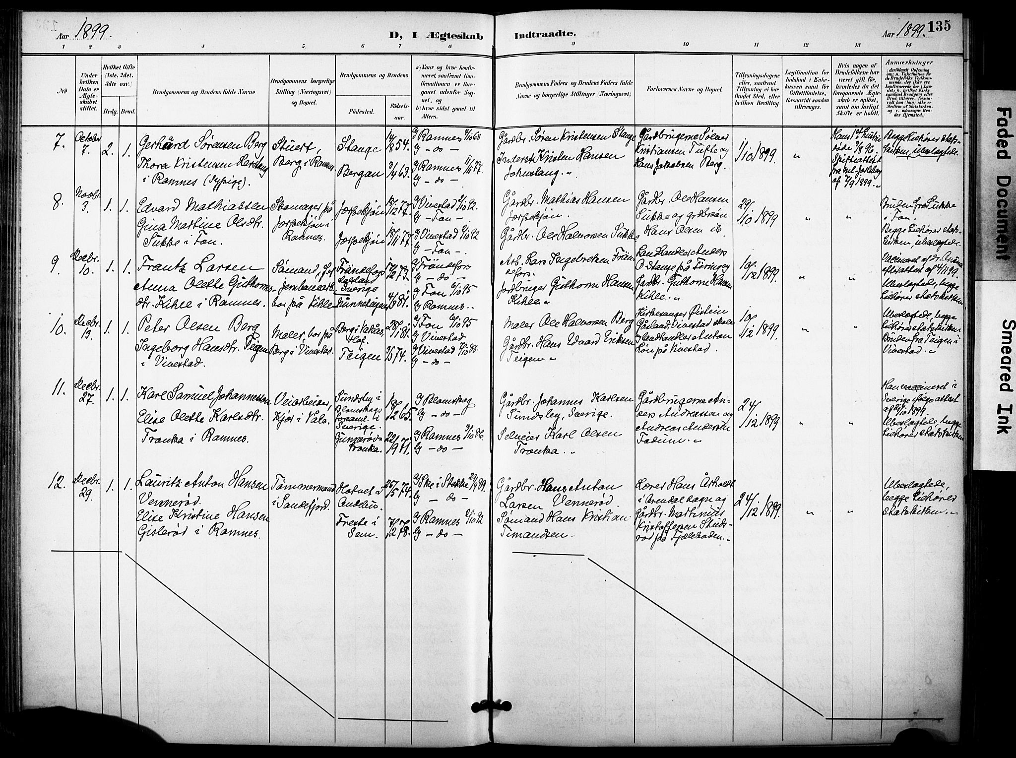 Ramnes kirkebøker, AV/SAKO-A-314/F/Fa/L0008: Parish register (official) no. I 8, 1896-1913, p. 135