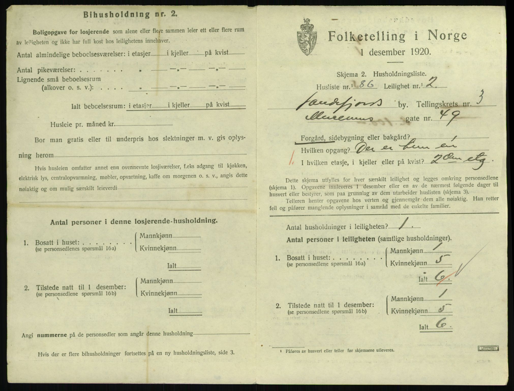 SAKO, 1920 census for Sandefjord, 1920, p. 2234