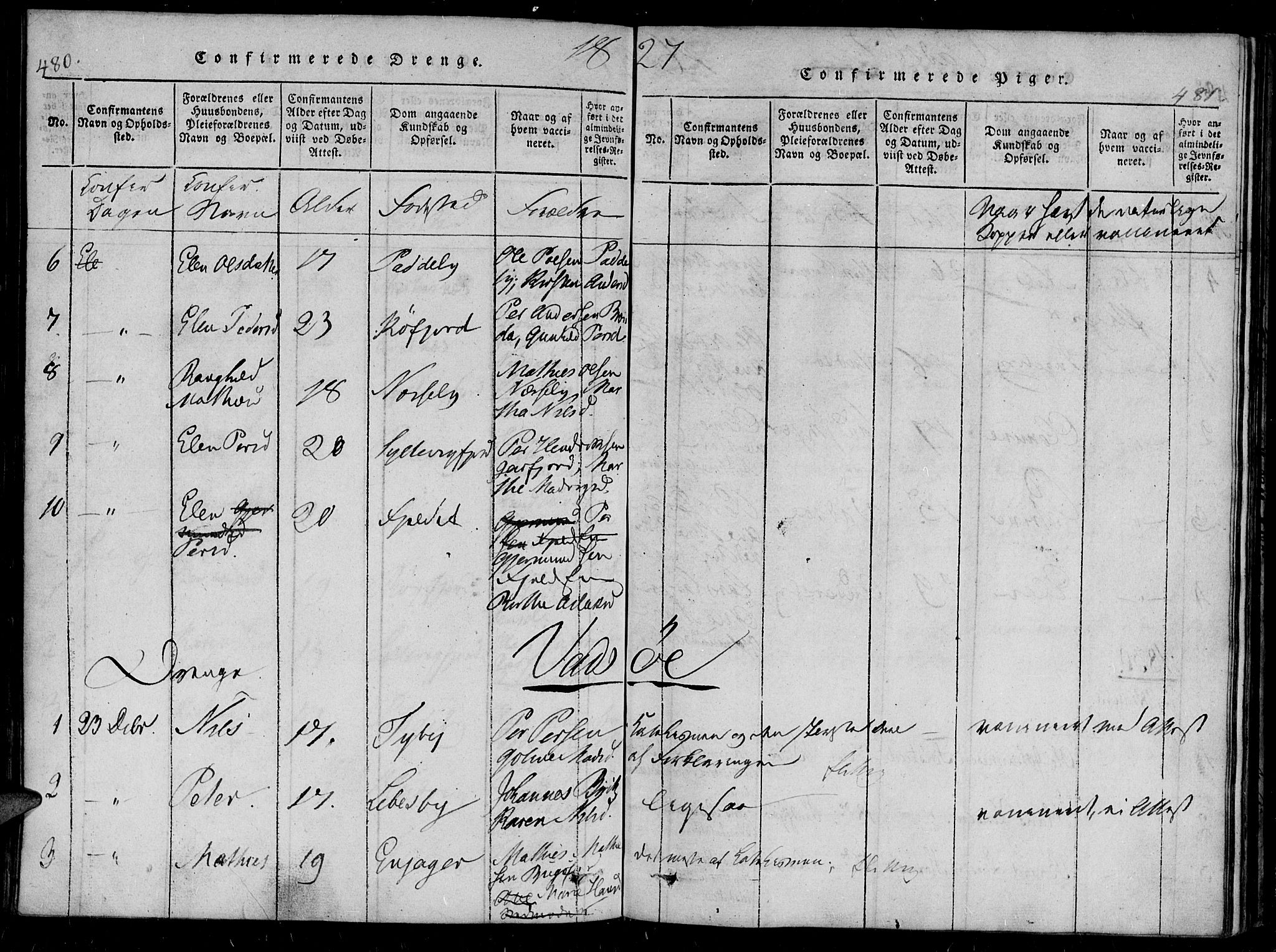 Vadsø sokneprestkontor, AV/SATØ-S-1325/H/Ha/L0003kirke: Parish register (official) no. 3 /1, 1821-1839, p. 480-481