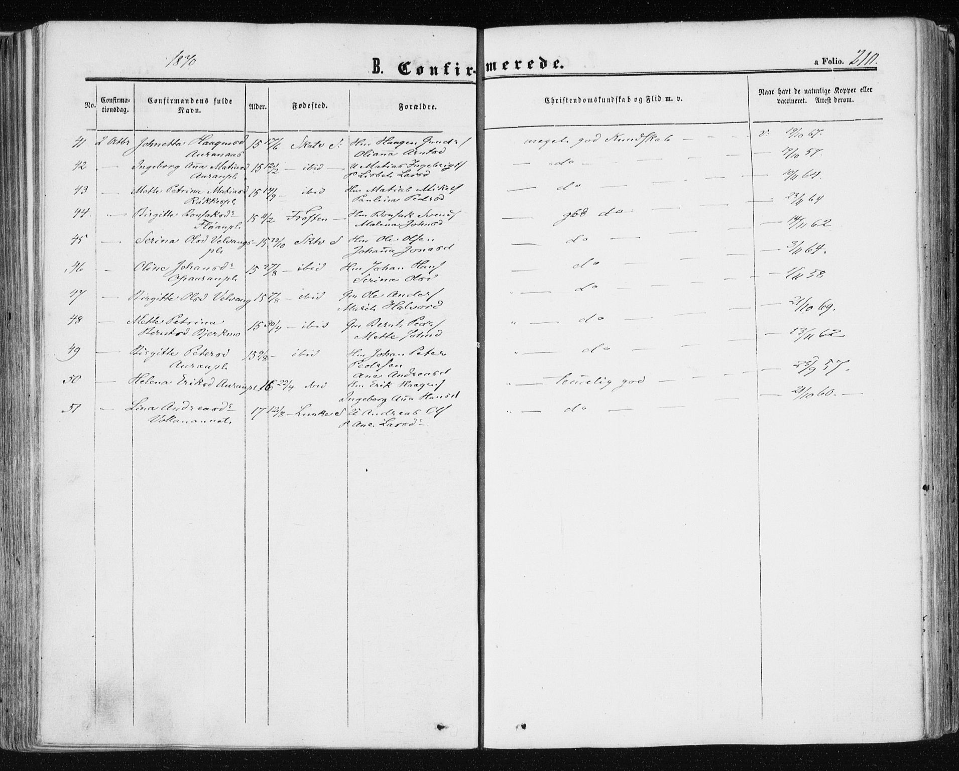 Ministerialprotokoller, klokkerbøker og fødselsregistre - Nord-Trøndelag, AV/SAT-A-1458/709/L0075: Parish register (official) no. 709A15, 1859-1870, p. 210