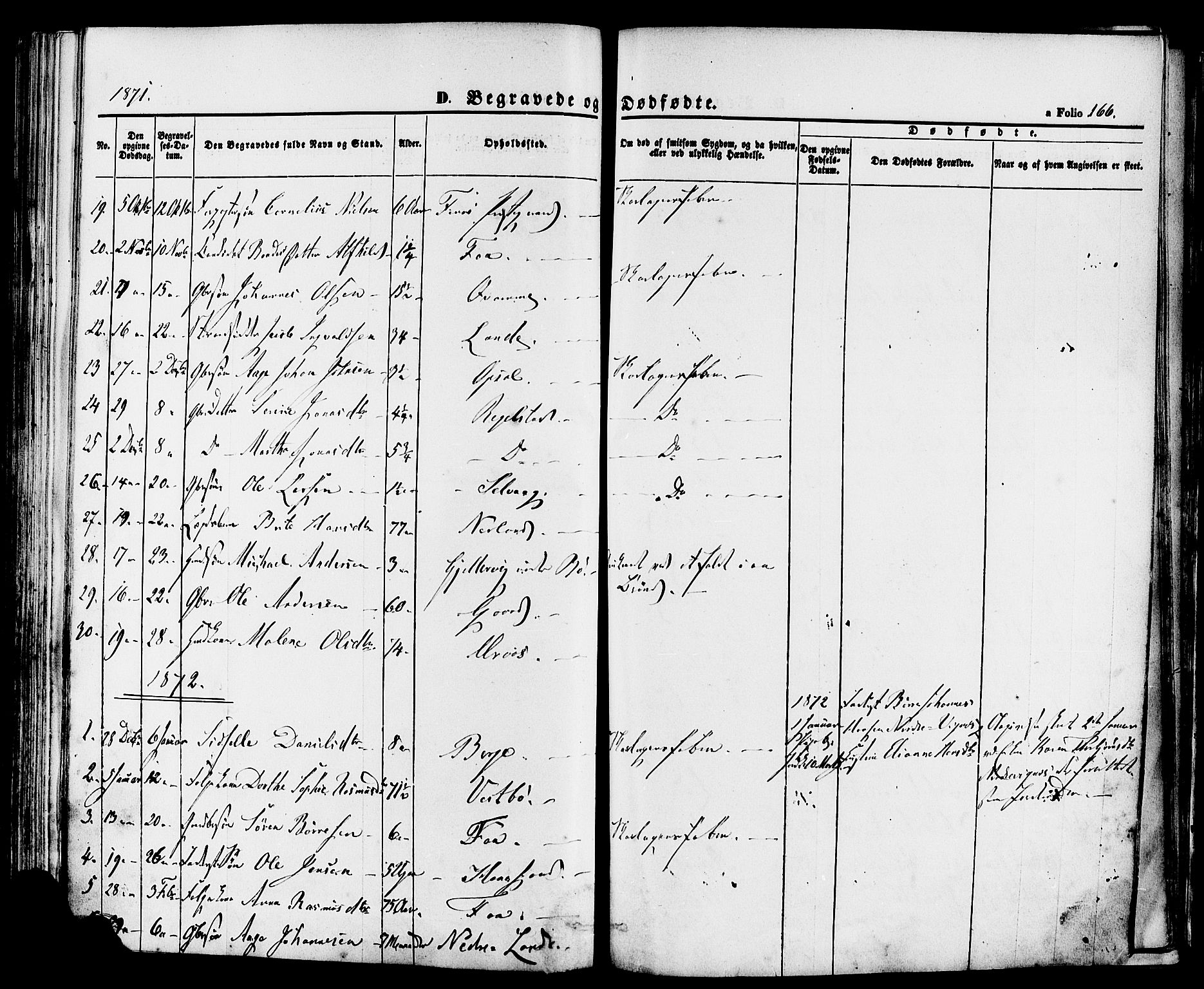 Finnøy sokneprestkontor, SAST/A-101825/H/Ha/Haa/L0008: Parish register (official) no. A 8, 1863-1878, p. 166