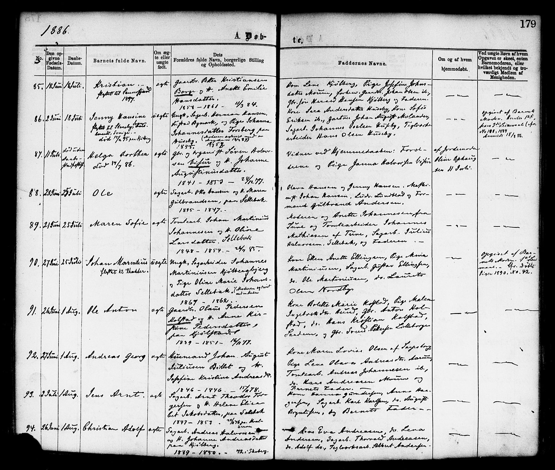 Borge prestekontor Kirkebøker, SAO/A-10903/F/Fa/L0007: Parish register (official) no. I 7, 1875-1886, p. 179