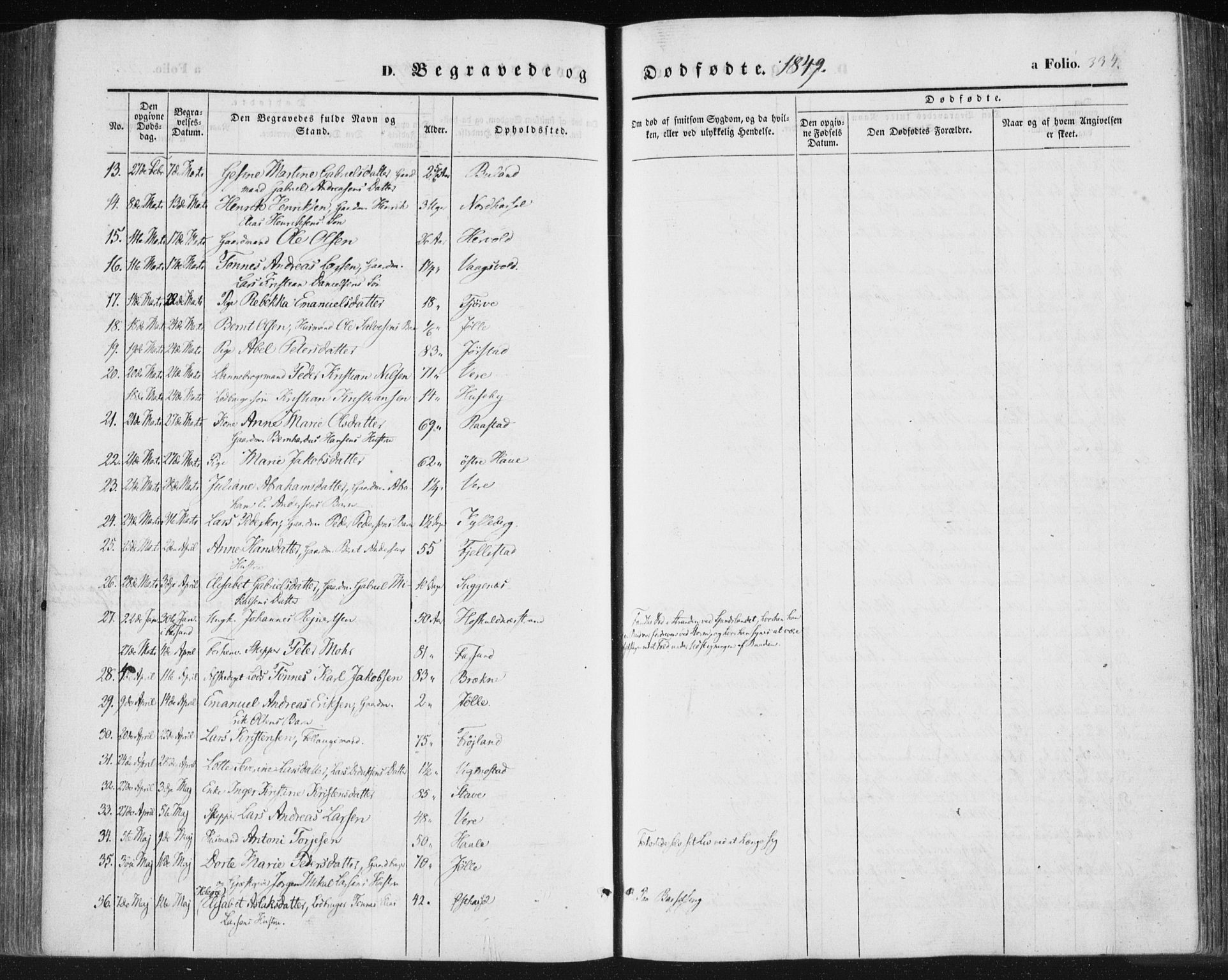 Lista sokneprestkontor, SAK/1111-0027/F/Fa/L0010: Parish register (official) no. A 10, 1846-1861, p. 334