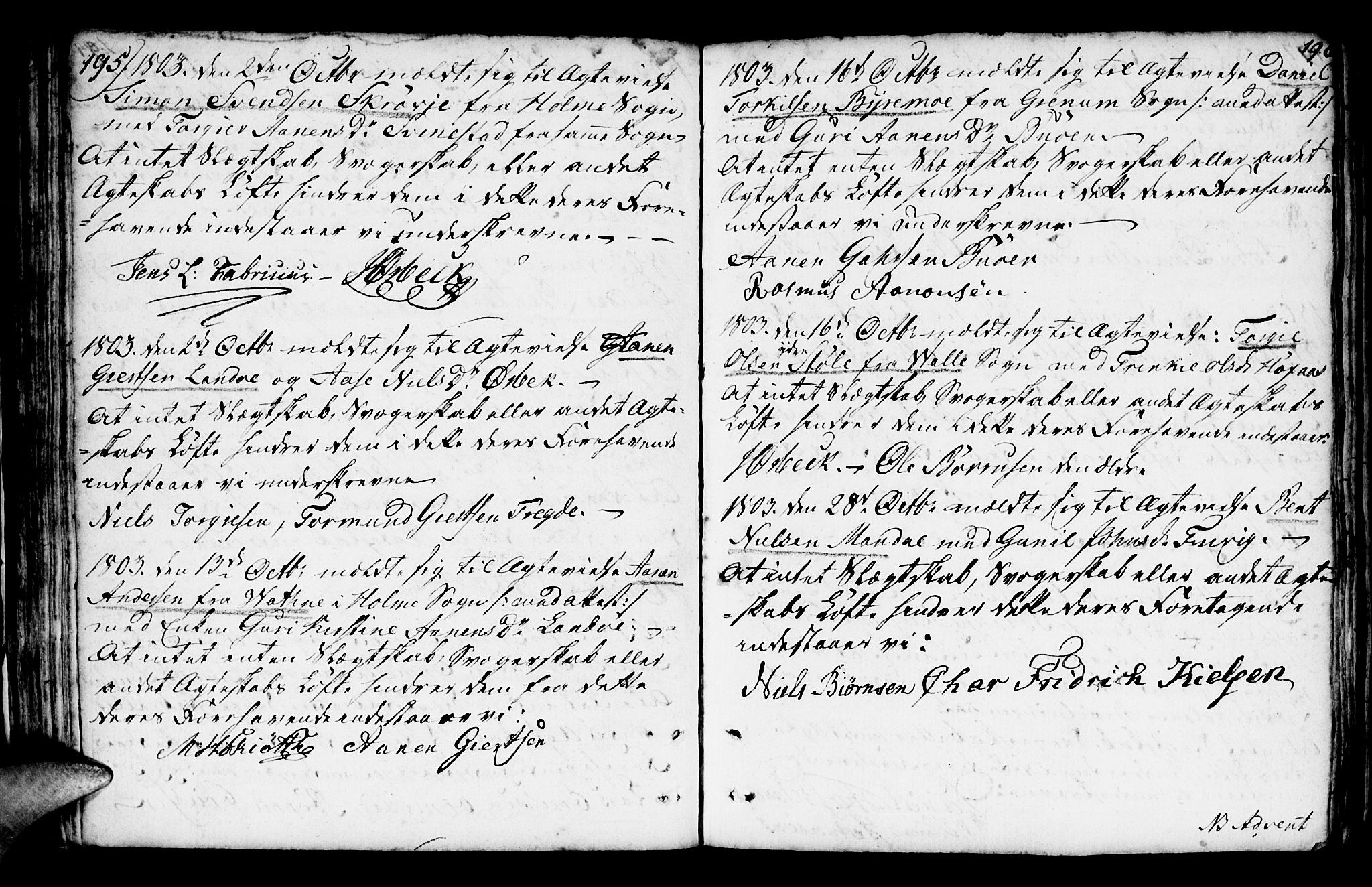 Mandal sokneprestkontor, SAK/1111-0030/F/Fa/Faa/L0007: Parish register (official) no. A 7, 1783-1818, p. 195-196