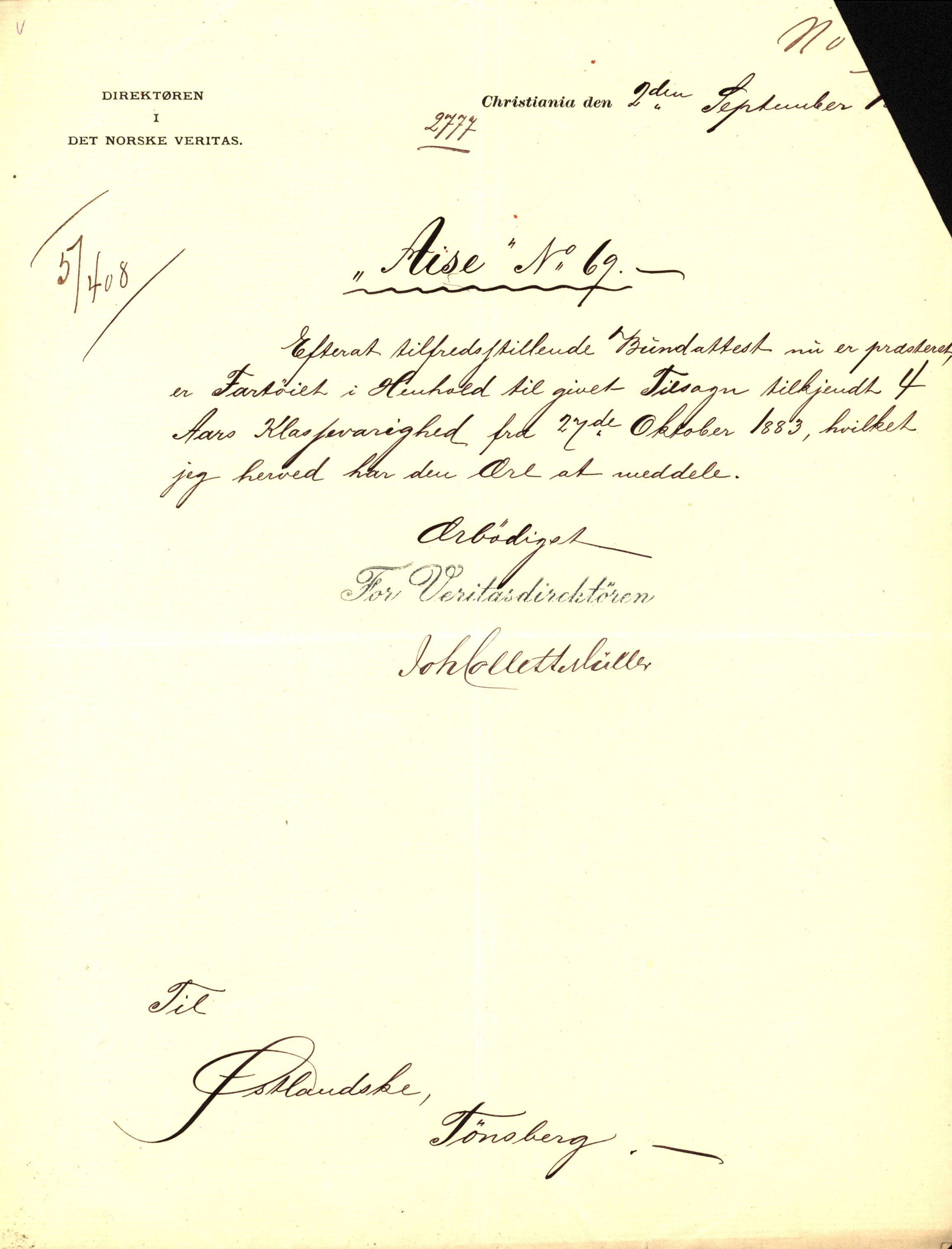 Pa 63 - Østlandske skibsassuranceforening, VEMU/A-1079/G/Ga/L0017/0003: Havaridokumenter / Alma, Aise, Ole Bull, Tellus, Frank, 1884, p. 8