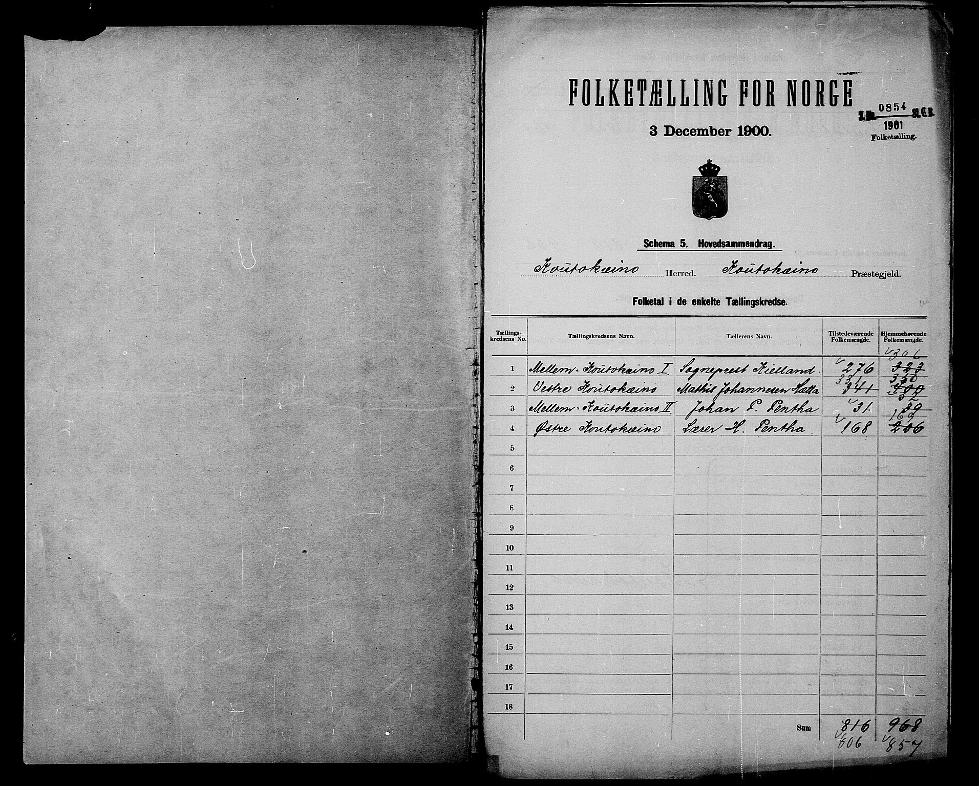 SATØ, 1900 census for Kautokeino, 1900, p. 2