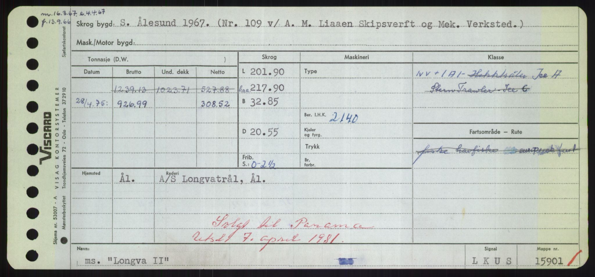 Sjøfartsdirektoratet med forløpere, Skipsmålingen, RA/S-1627/H/Hd/L0023: Fartøy, Lia-Løv, p. 335