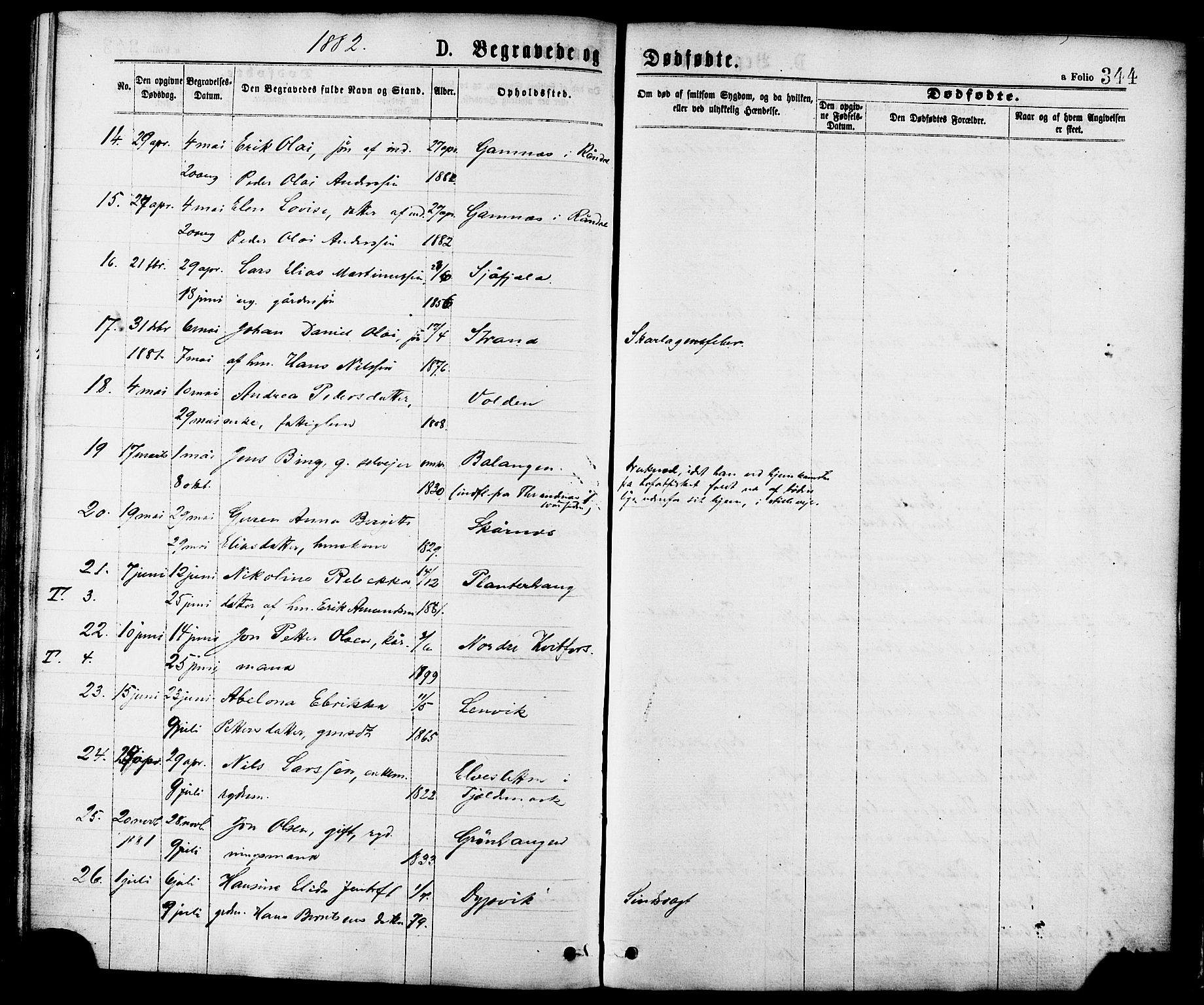 Ministerialprotokoller, klokkerbøker og fødselsregistre - Nordland, AV/SAT-A-1459/863/L0897: Parish register (official) no. 863A09, 1872-1886, p. 344