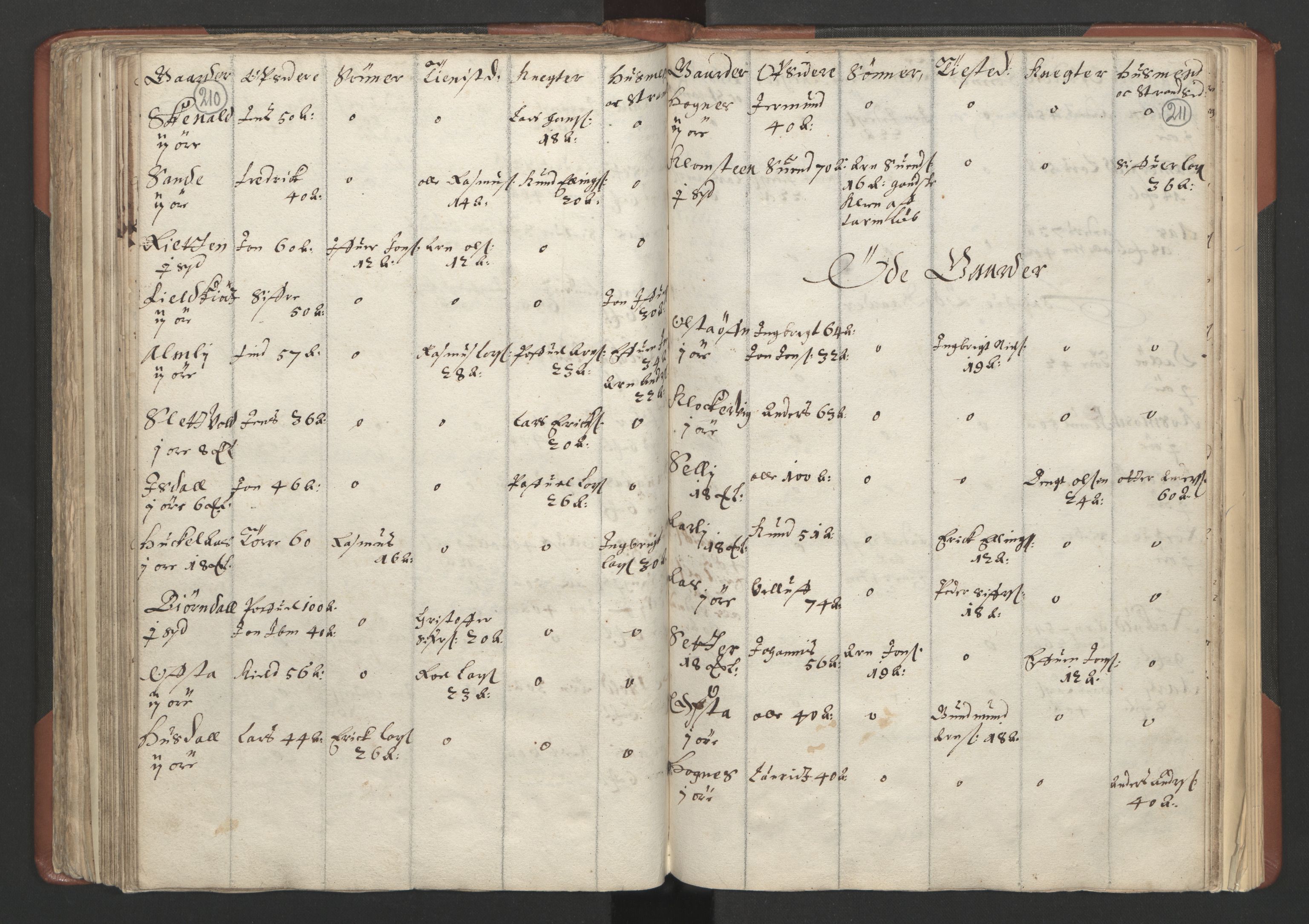 RA, Bailiff's Census 1664-1666, no. 18: Gauldal fogderi, Strinda fogderi and Orkdal fogderi, 1664, p. 210-211