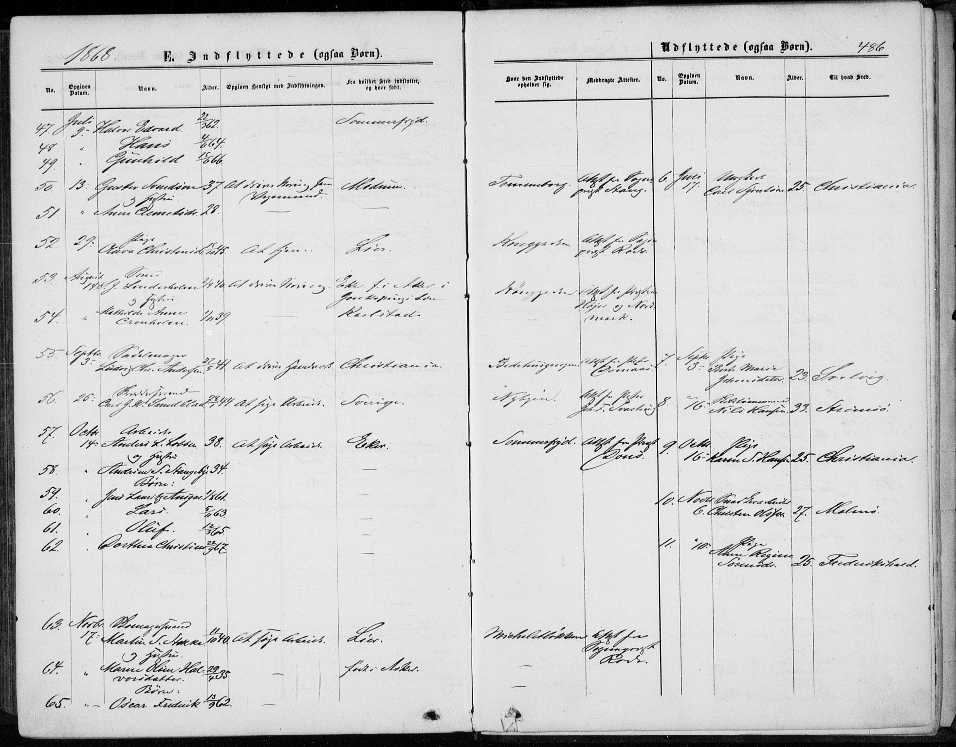 Bragernes kirkebøker, SAKO/A-6/F/Fb/L0003: Parish register (official) no. II 3, 1860-1868, p. 486