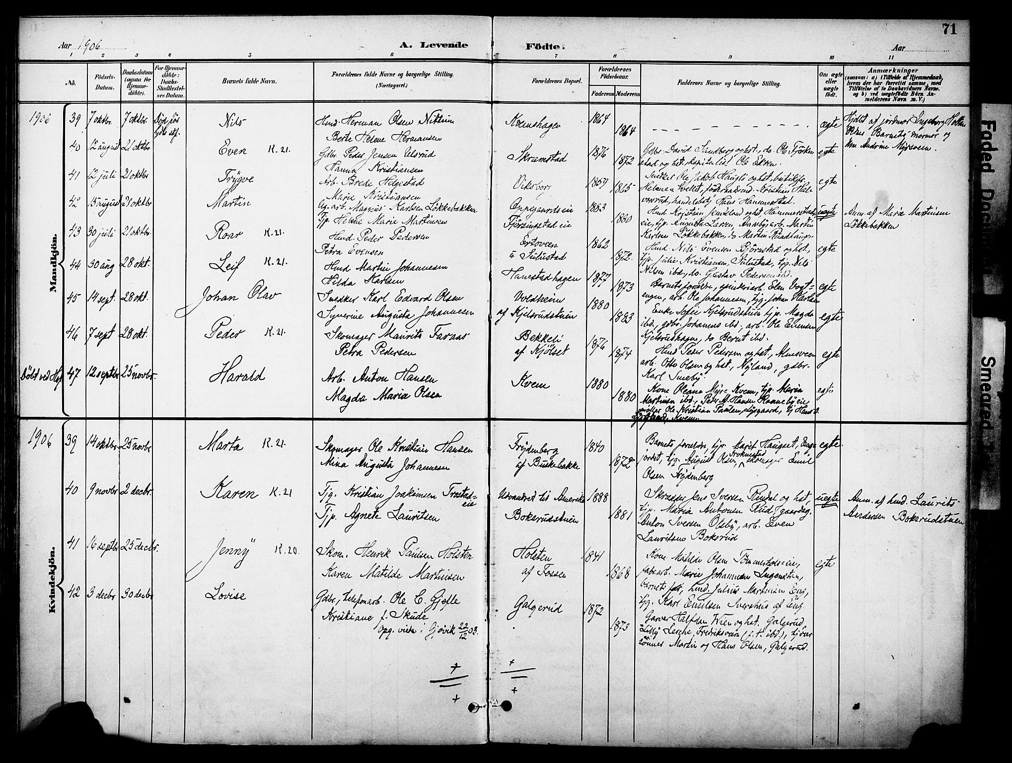 Østre Toten prestekontor, AV/SAH-PREST-104/H/Ha/Haa/L0009: Parish register (official) no. 9, 1897-1913, p. 71