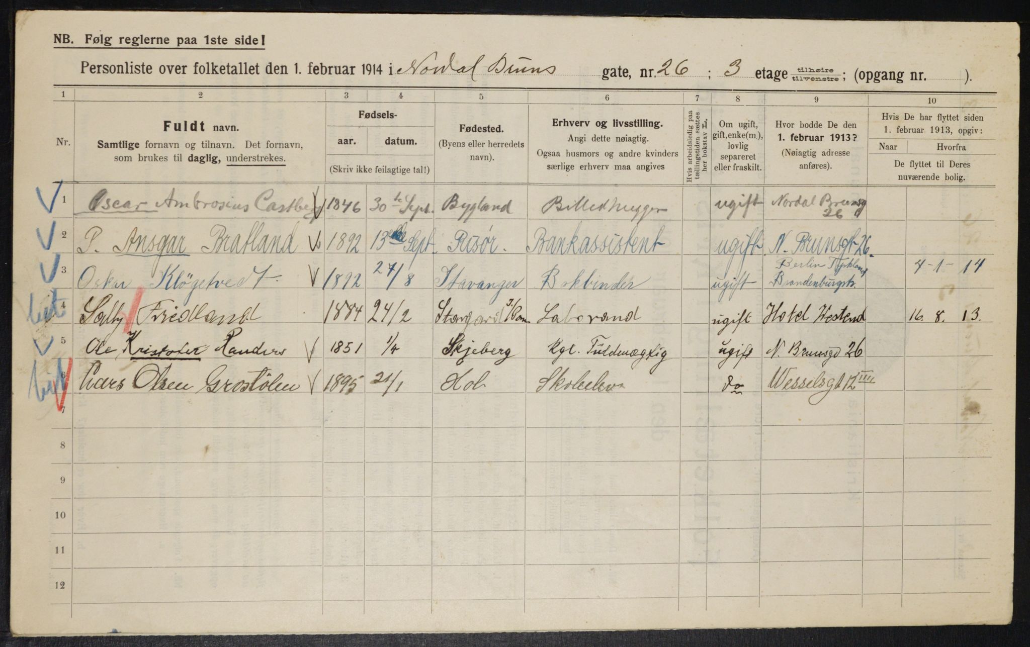 OBA, Municipal Census 1914 for Kristiania, 1914, p. 72415