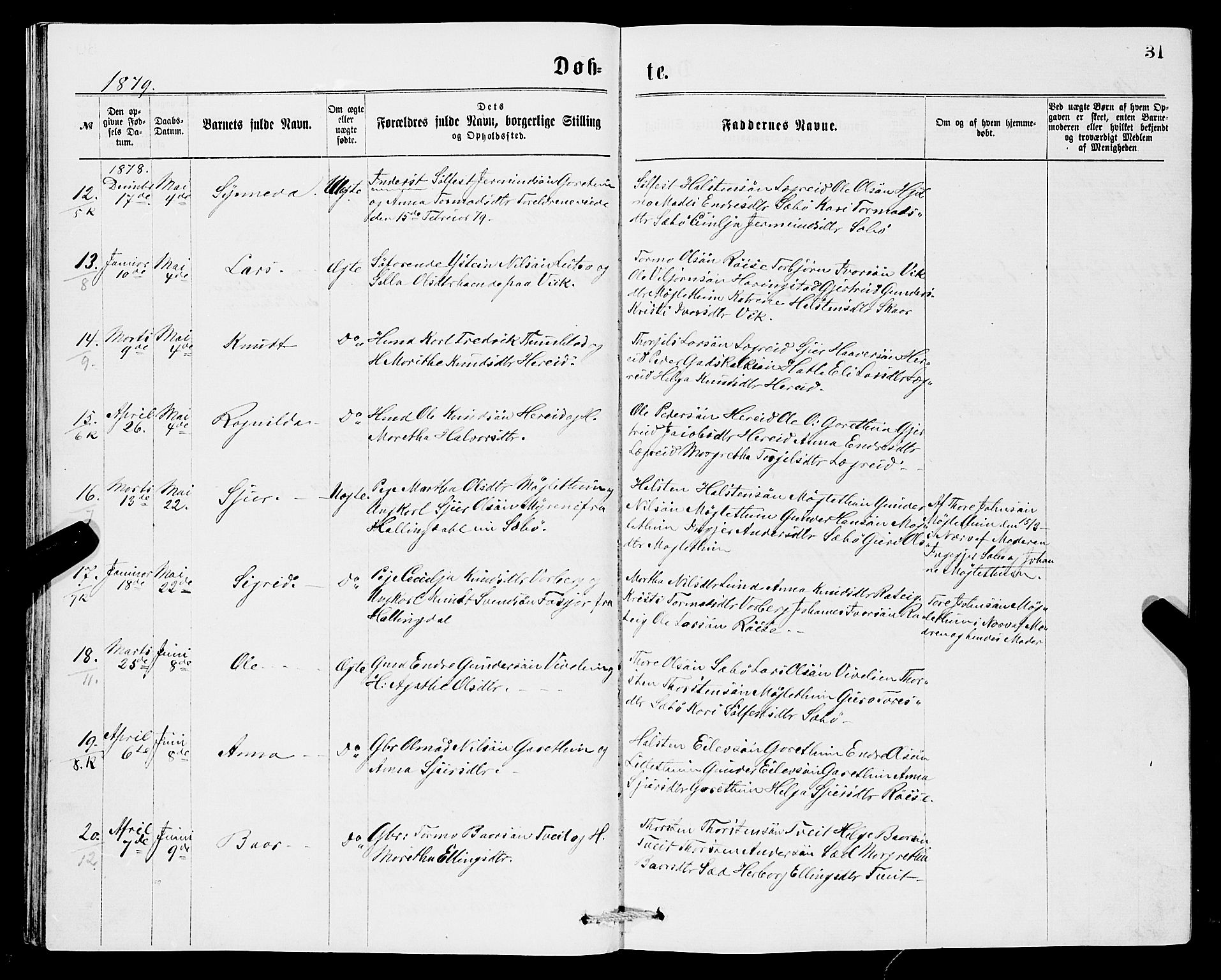 Ullensvang sokneprestembete, SAB/A-78701/H/Hab: Parish register (copy) no. C 2, 1871-1899, p. 31