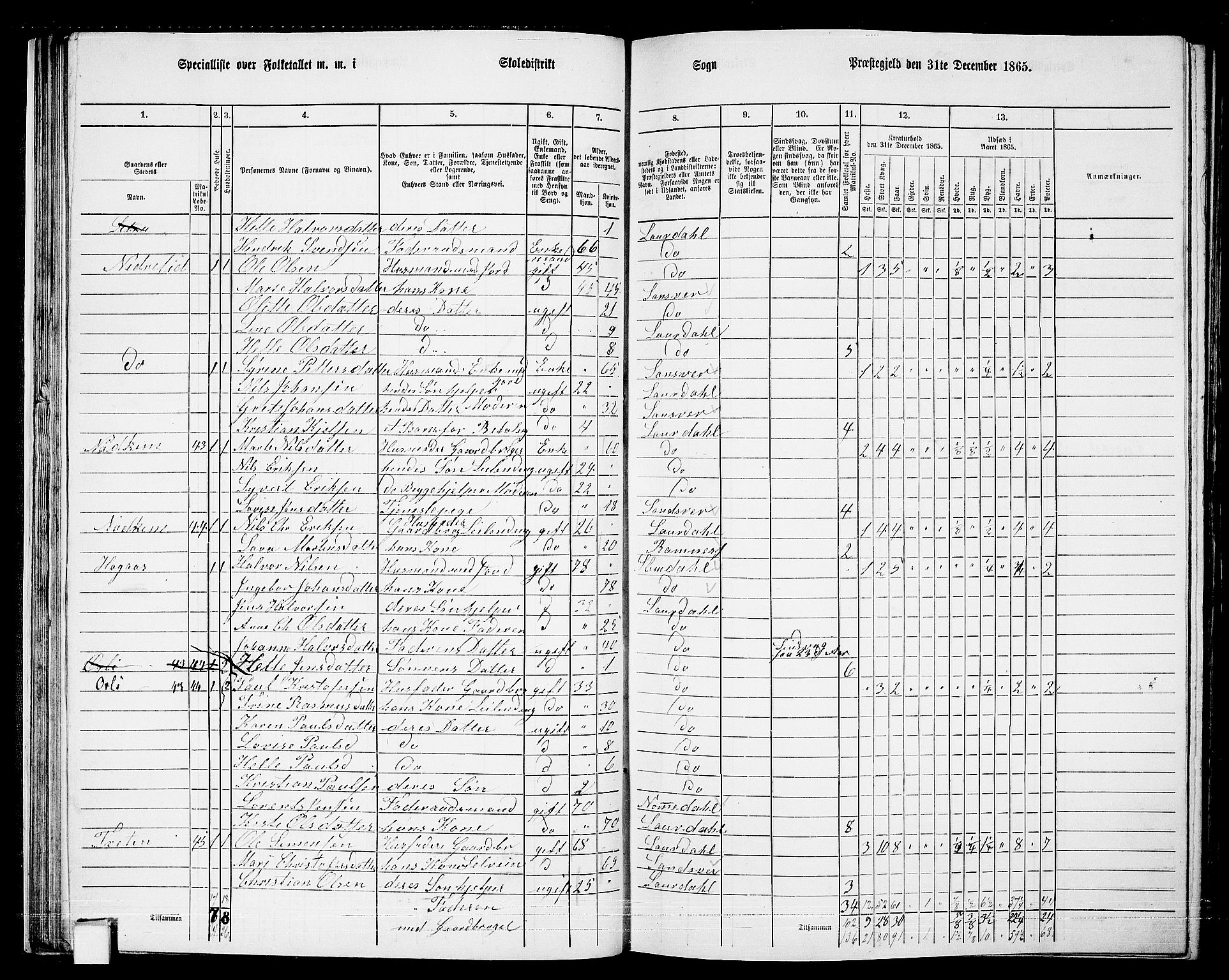 RA, 1865 census for Lardal, 1865, p. 35