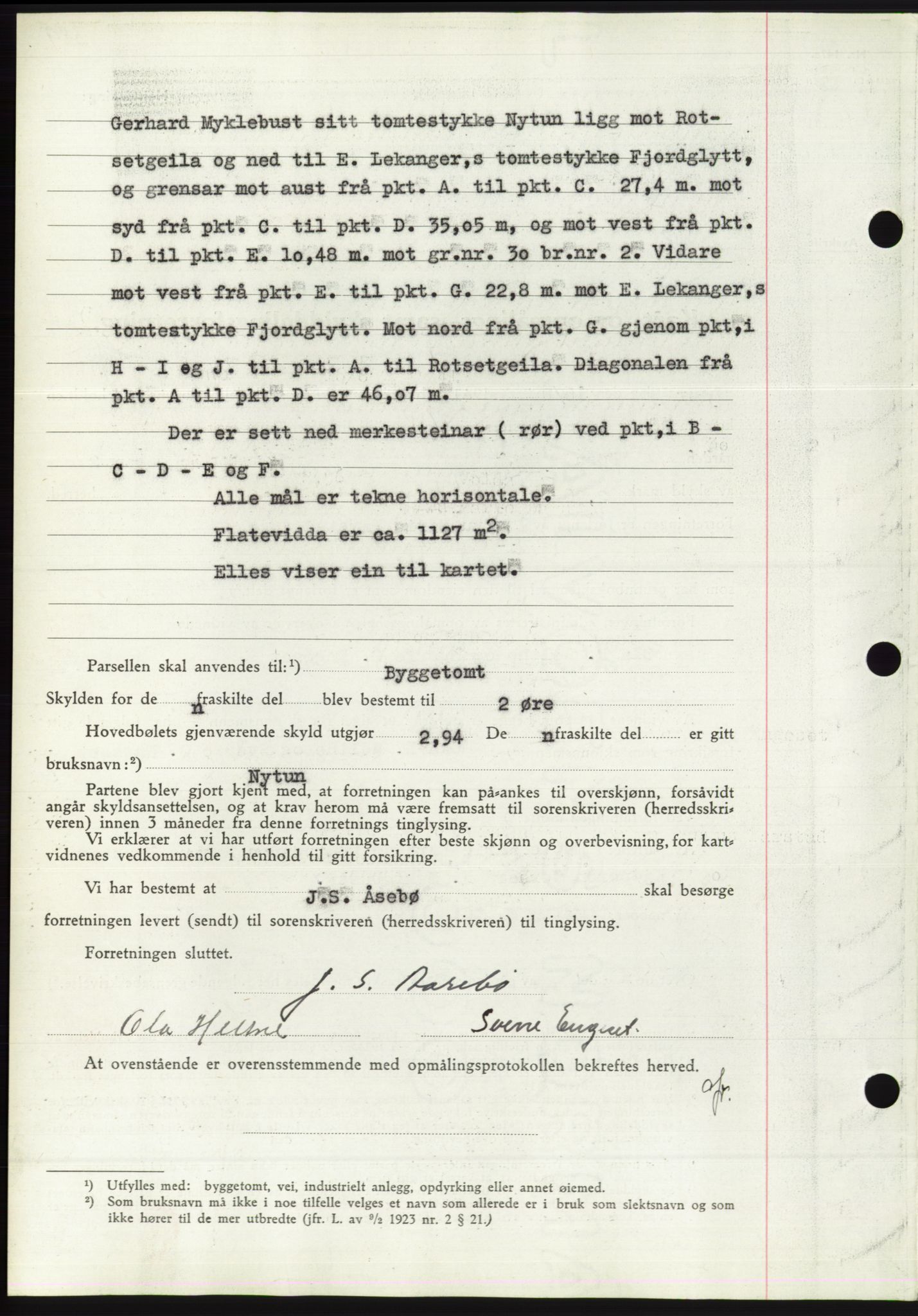 Søre Sunnmøre sorenskriveri, AV/SAT-A-4122/1/2/2C/L0071: Mortgage book no. 65, 1941-1941, Diary no: : 852/1941