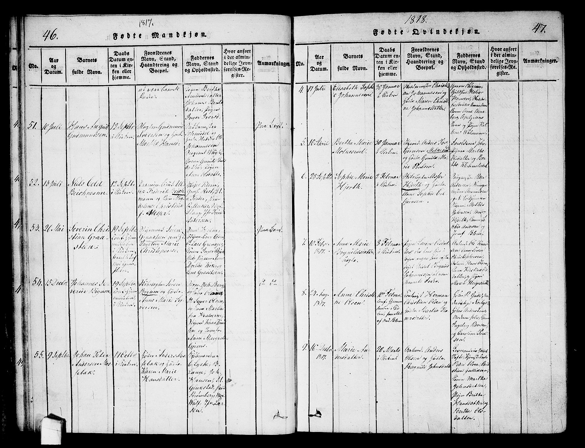 Halden prestekontor Kirkebøker, AV/SAO-A-10909/G/Ga/L0001: Parish register (copy) no. 1, 1815-1833, p. 46-47