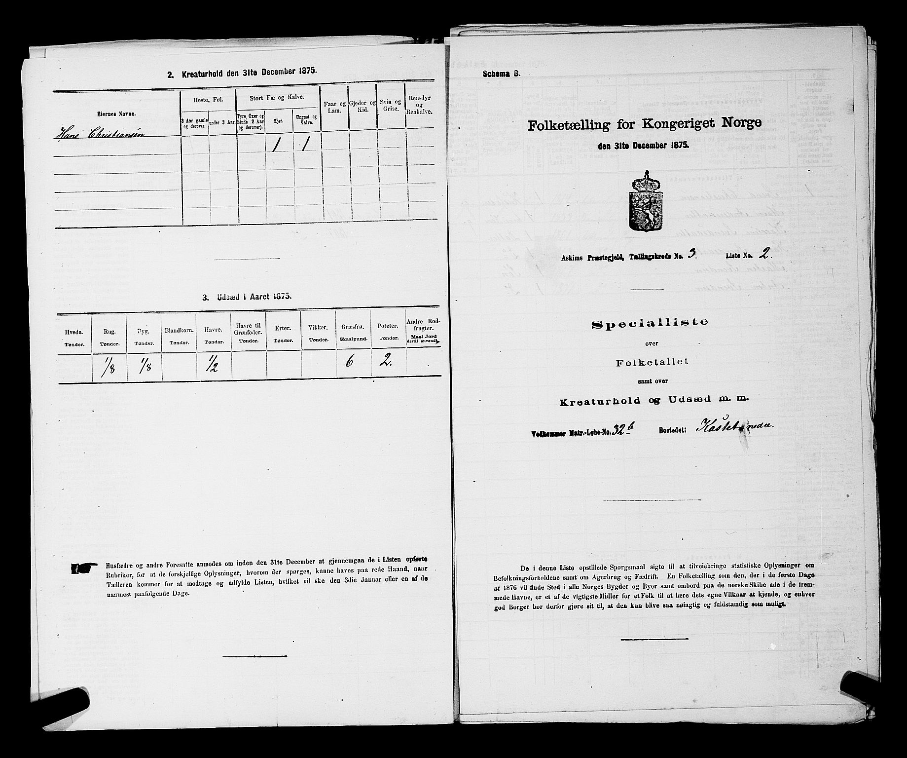 RA, 1875 census for 0124P Askim, 1875, p. 160