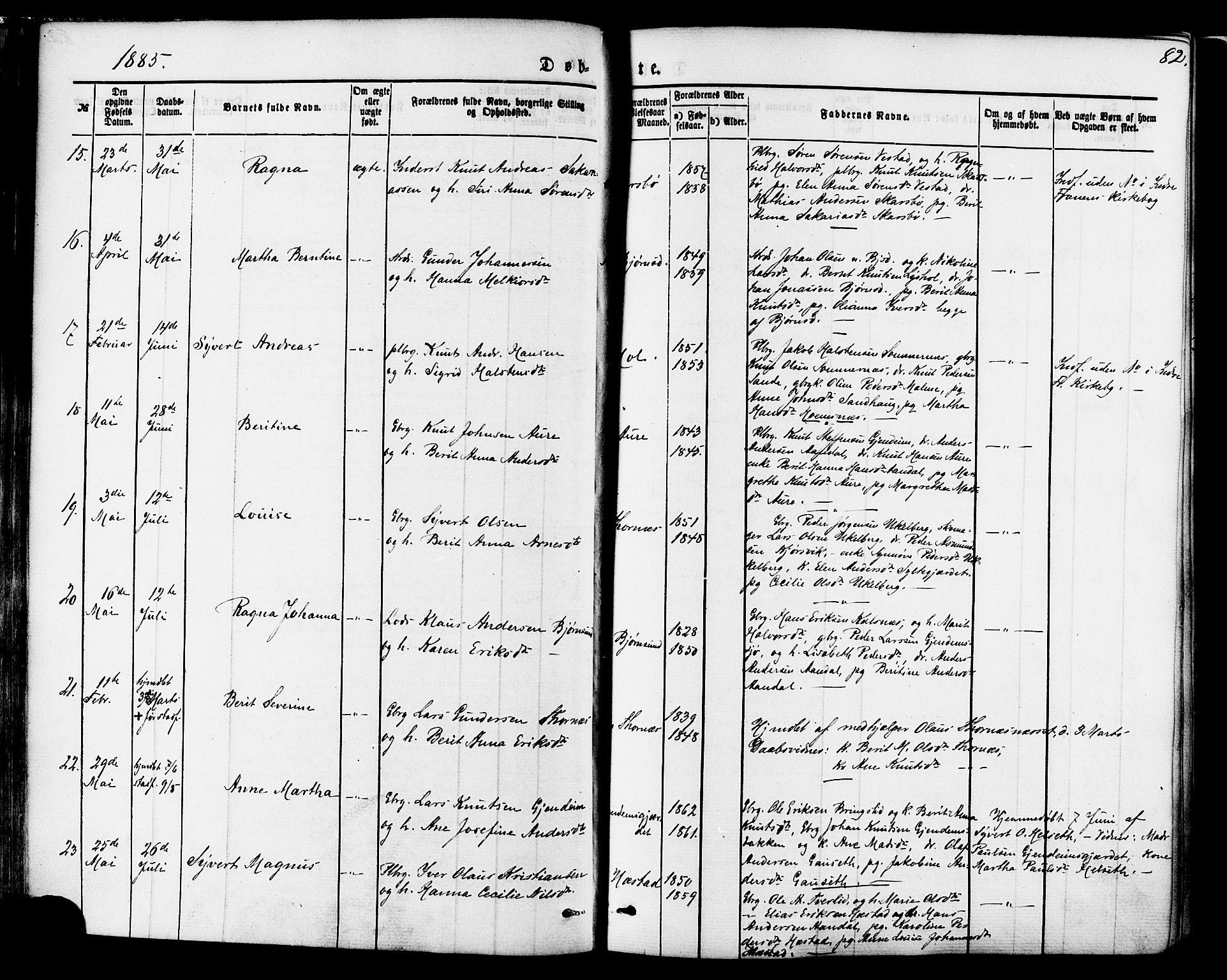 Ministerialprotokoller, klokkerbøker og fødselsregistre - Møre og Romsdal, SAT/A-1454/565/L0749: Parish register (official) no. 565A03, 1871-1886, p. 82